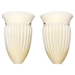 Set di sei lampade da parete in vetro di Murano spolverato d'oro color crema di Barovier&Toso, anni '70