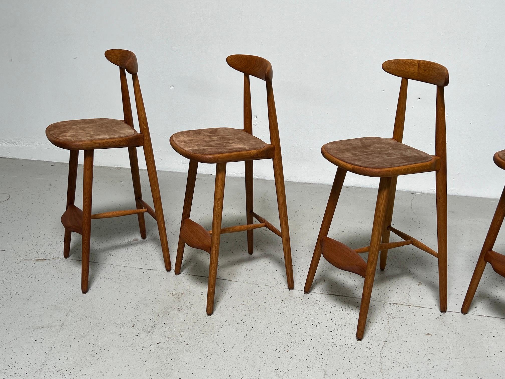 Set of Six Barstools by Vilhelm Wohlert In Good Condition For Sale In Dallas, TX