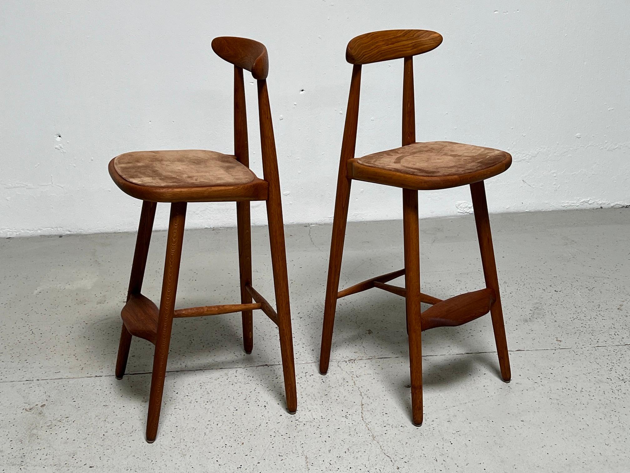 Leather Set of Six Barstools by Vilhelm Wohlert For Sale