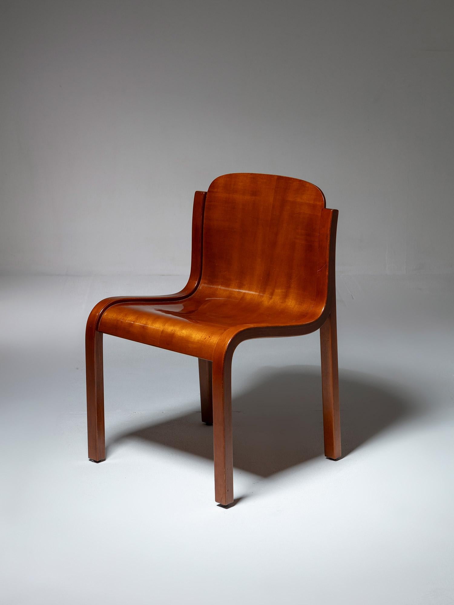 Ensemble de six chaises Bartoli Mito en contreplaqué pour T70, Italie, années 1960 en vente 2