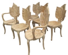 Set Of Six Bartolozzi & Maioli Carved Wooden Leaf Chairs