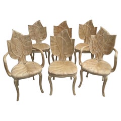 Set Of Six Bartolozzi & Maioli Carved Wooden Leaf Chairs