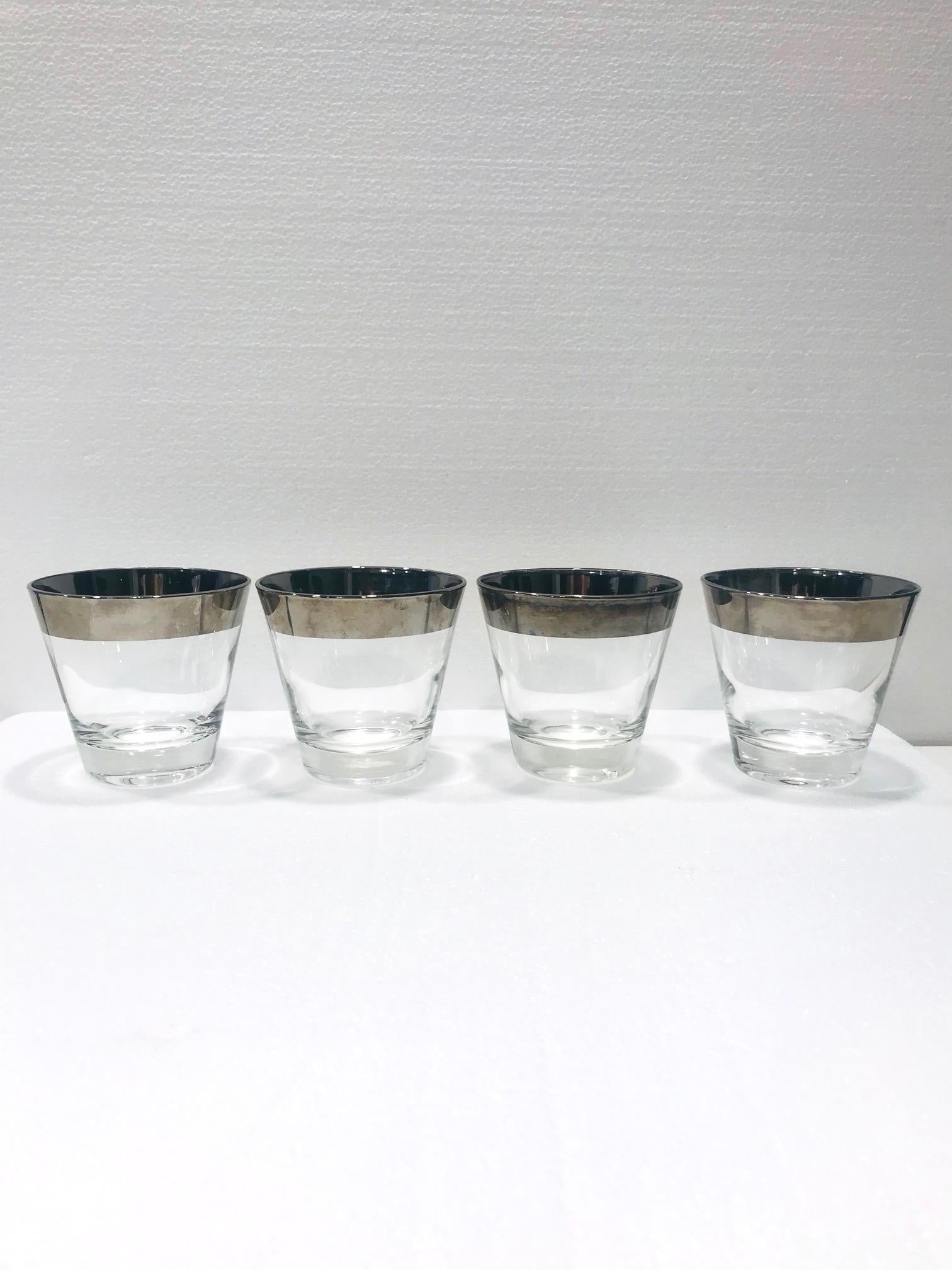 Set of Six Barware Glasses with Silver Overlay by Dorothy Thorpe, circa 1960 1