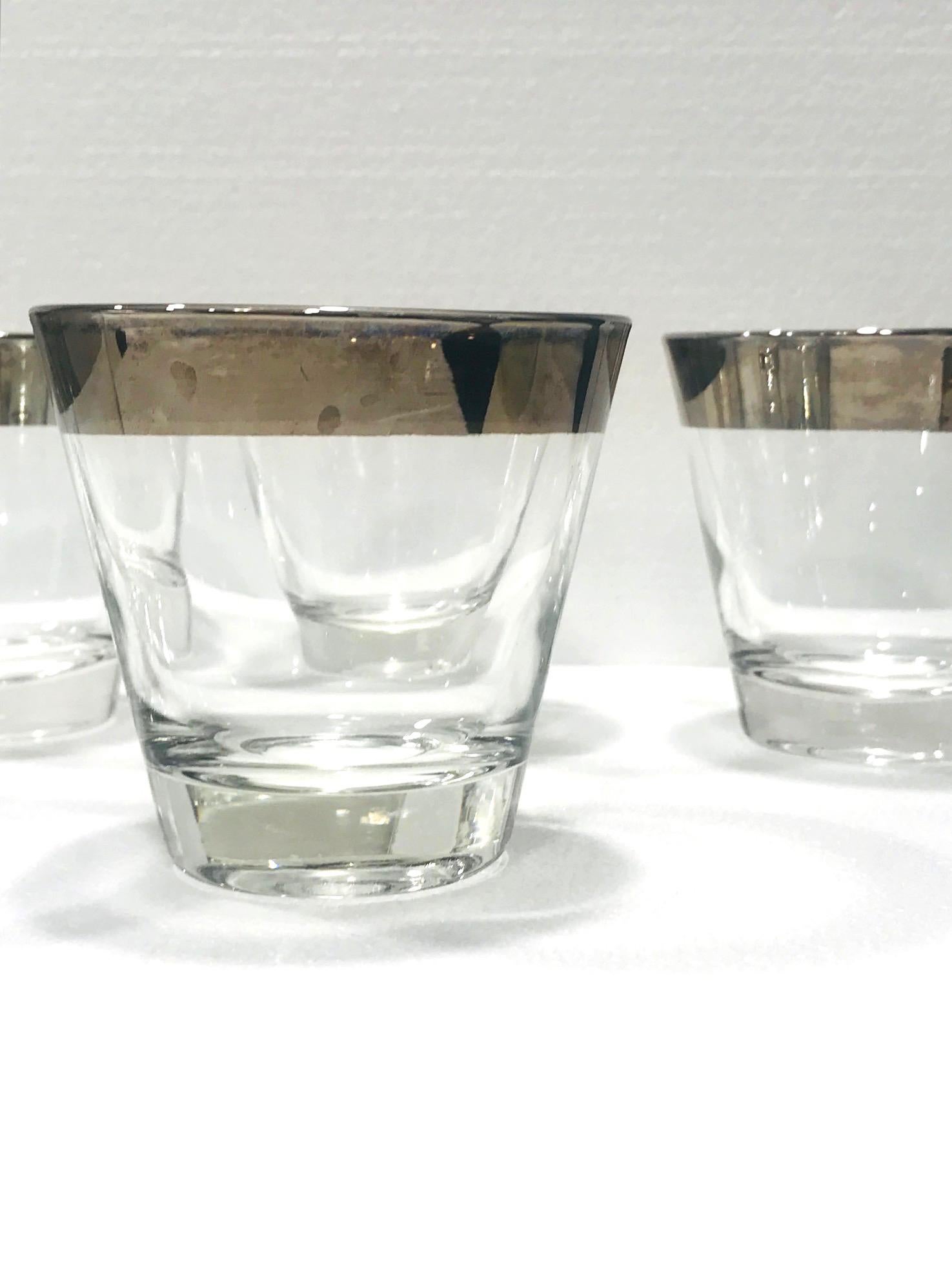 Set of Six Barware Glasses with Silver Overlay by Dorothy Thorpe, circa 1960 2