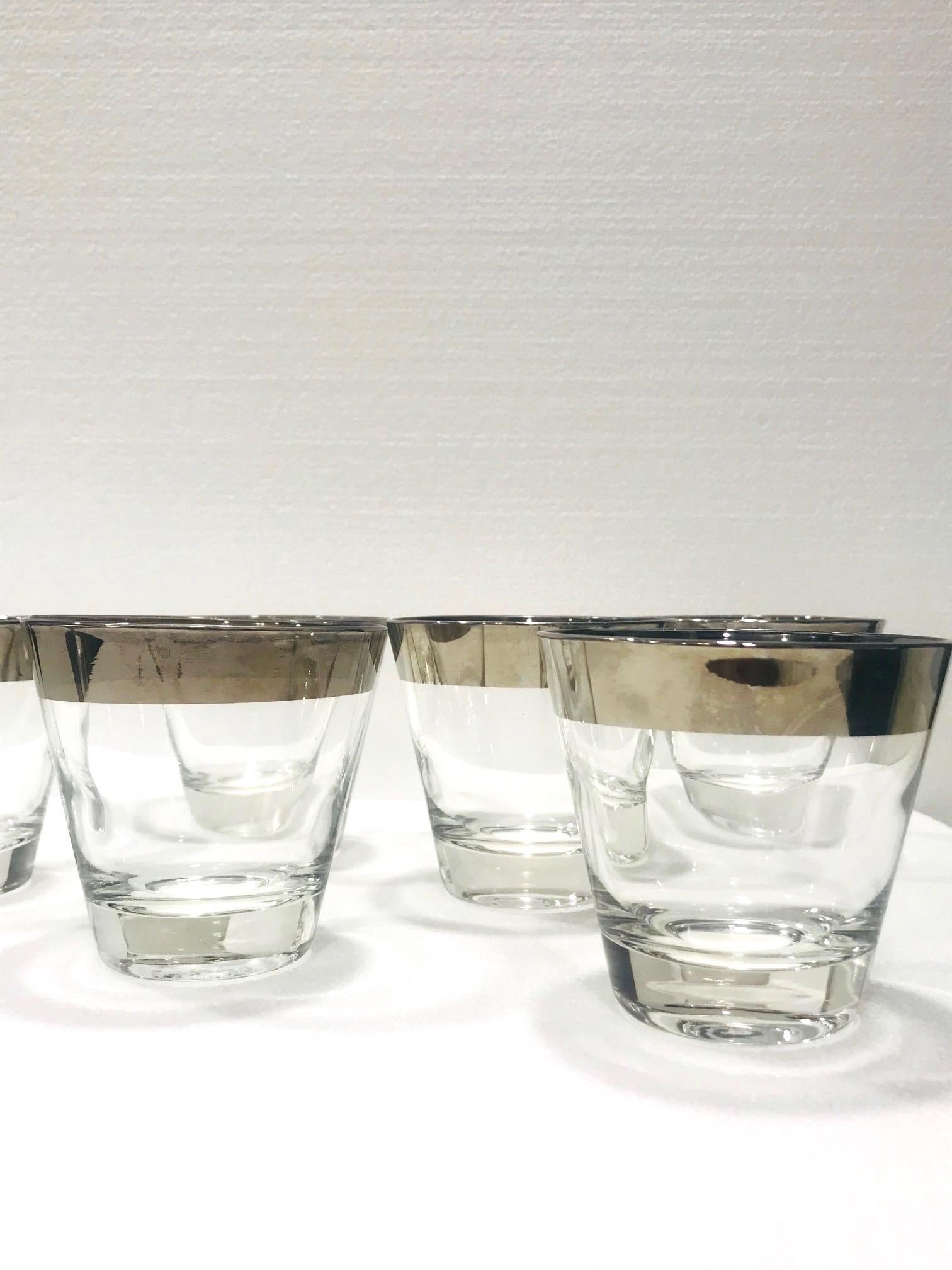 Set of Six Barware Glasses with Silver Overlay by Dorothy Thorpe, circa 1960 3