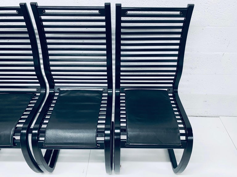 Set of Six Terge Hope “Spring” Black Cantilevered Dining Chairs for Westnofa For Sale 3