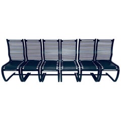 Vintage Set of Six Terge Hope “Spring” Black Cantilevered Dining Chairs for Westnofa