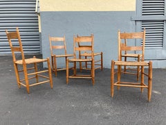 Conjunto de seis hermosas sillas de comedor antiguas, Hickory, Virginia, década de 1880