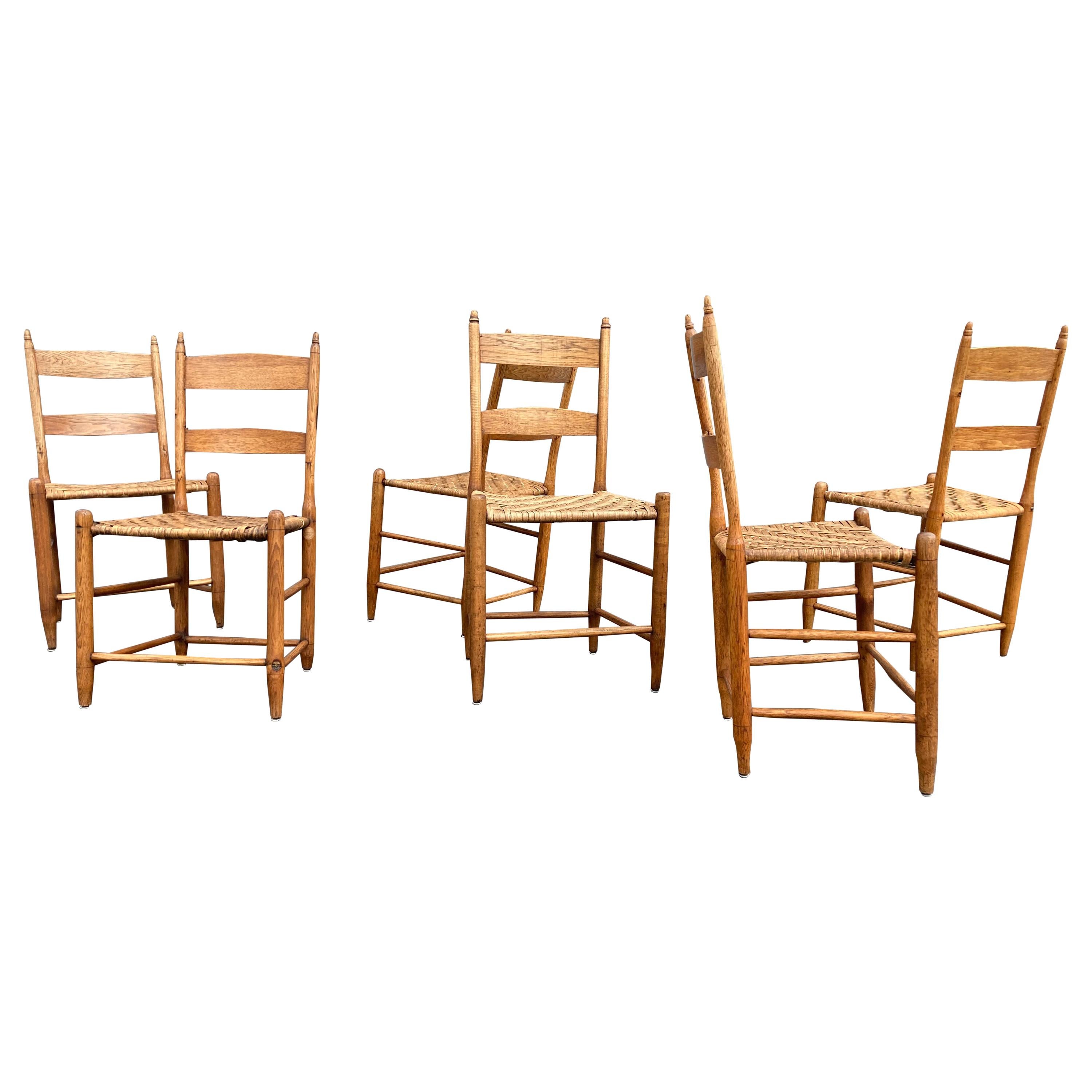 Set of Six Beautiful Antique Dining Chairs, Hickory, Virginia, 1880s