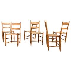 Hickory ensemble de six belles chaises de salle à manger anciennes, Virginie, années 1880