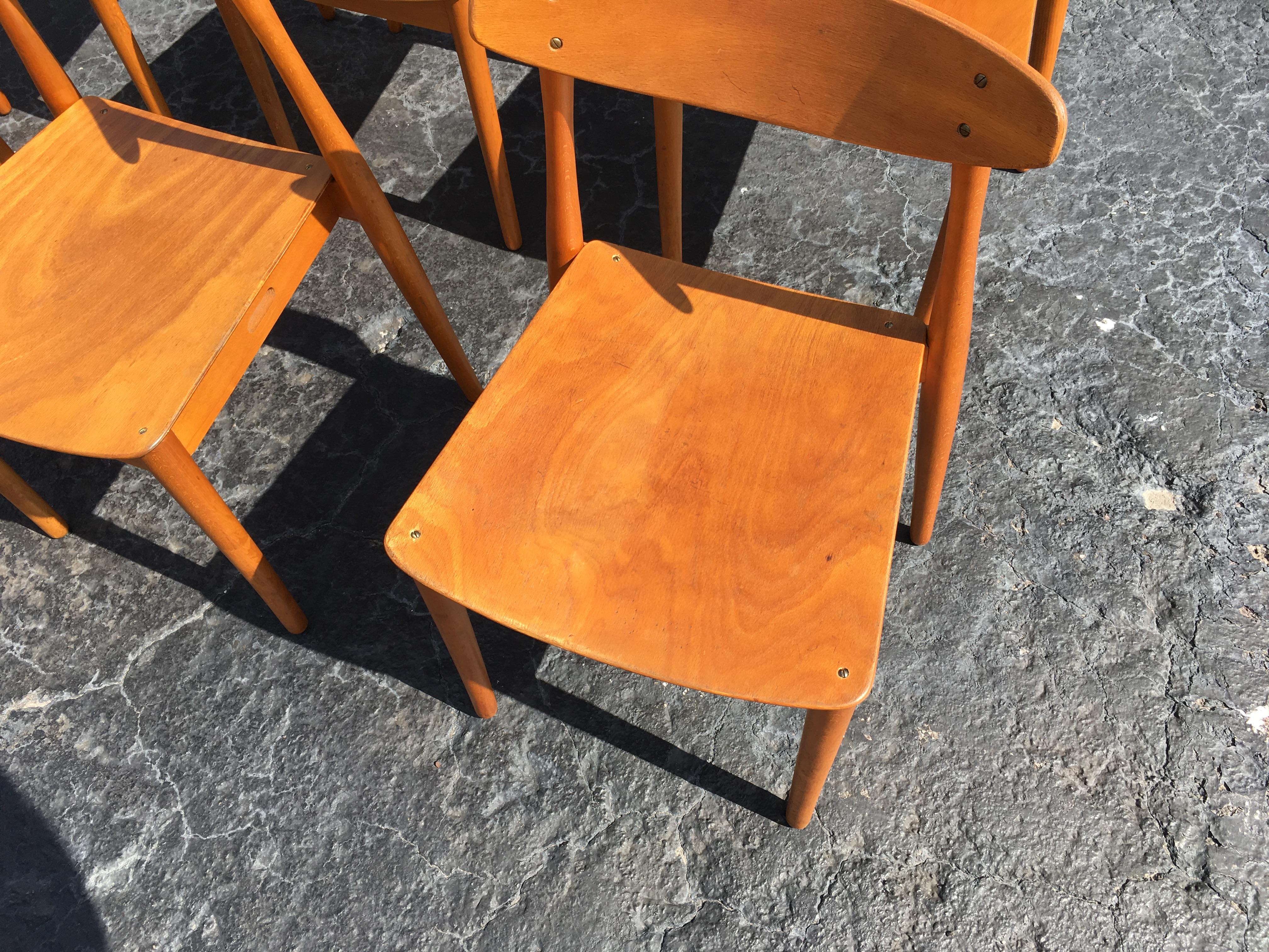 Set of Six Beautiful Bentwood Danish Dining Chairs 3