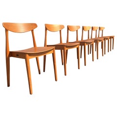 Set of Six Beautiful Bentwood Danish Dining Chairs
