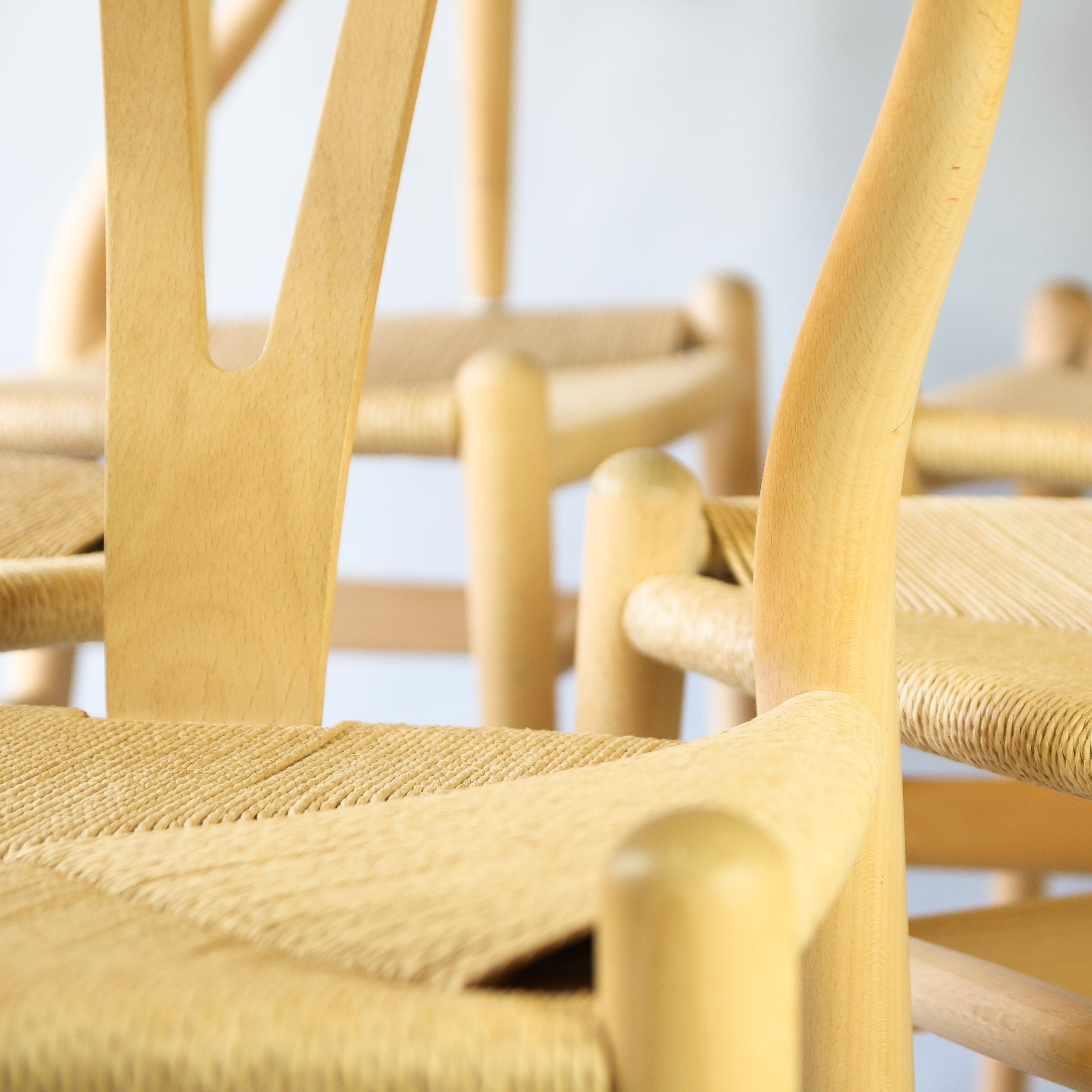 Contemporary Set of Six Beech Dining Chairs, Wishbone CH24, Hans Wegner, Denmark