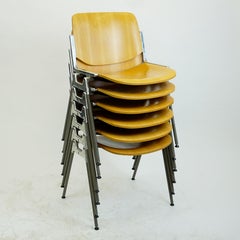 Set of Six Beechwood Castelli DSC 106 Stacking Chairs by Giancarlo Piretti