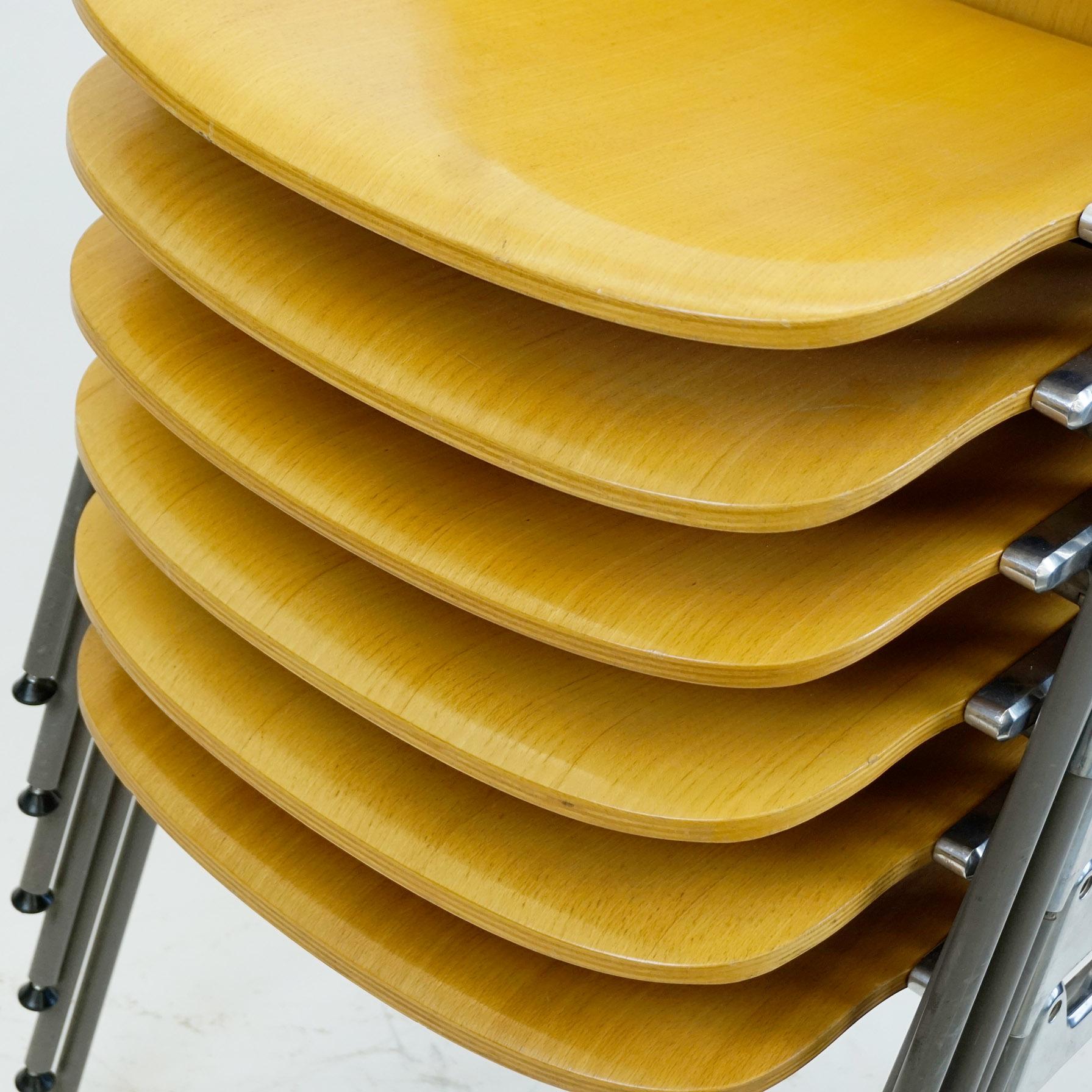 Set of Six Beechwood Castelli DSC 106 Stacking Chairs by Giancarlo Piretti In Good Condition In Vienna, AT