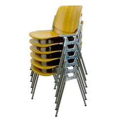 Set of Six Beechwood Castelli DSC 106 Stacking Chairs by Giancarlo Piretti