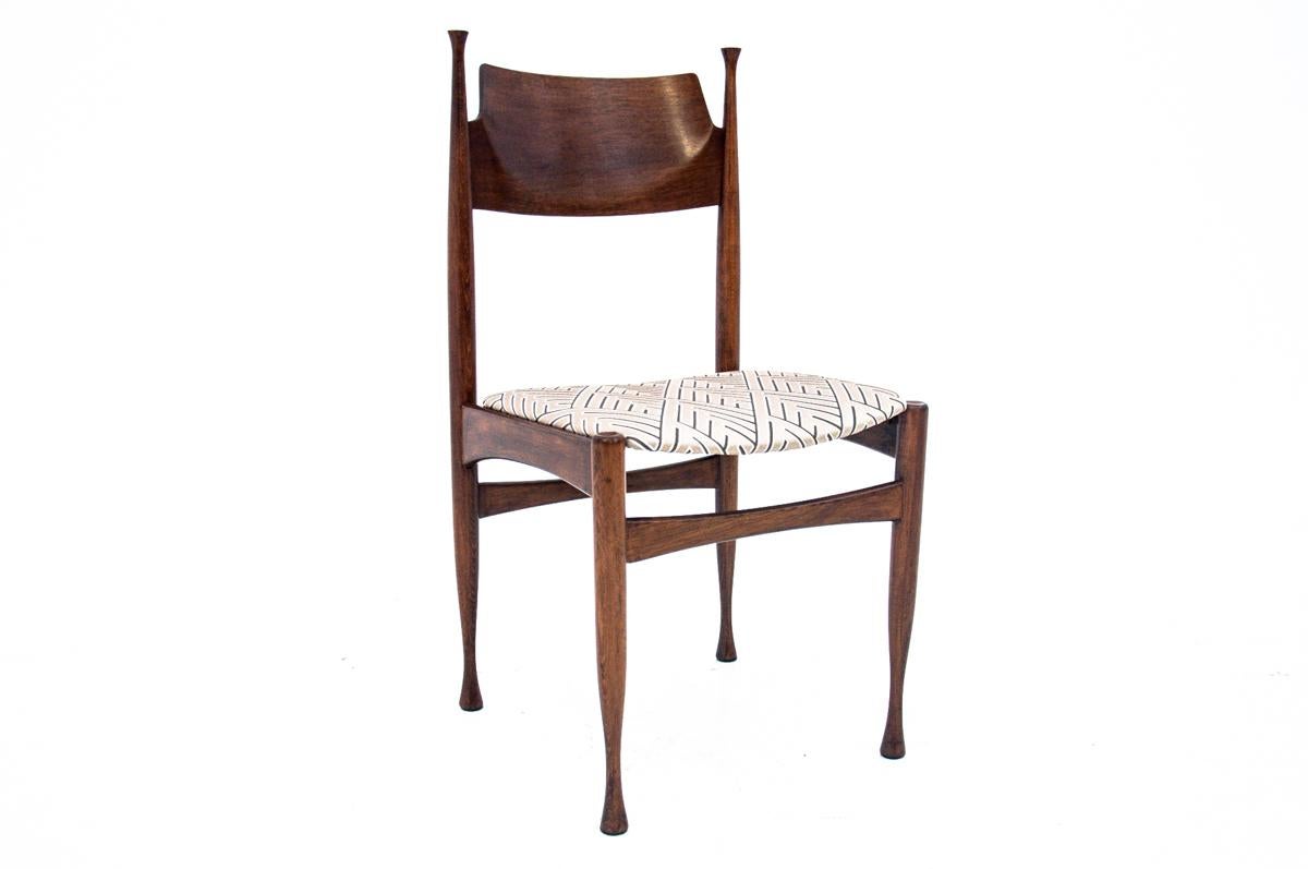 Velvet Set of Six Beige Chairs, Scandinavia, 1940s, Restored
