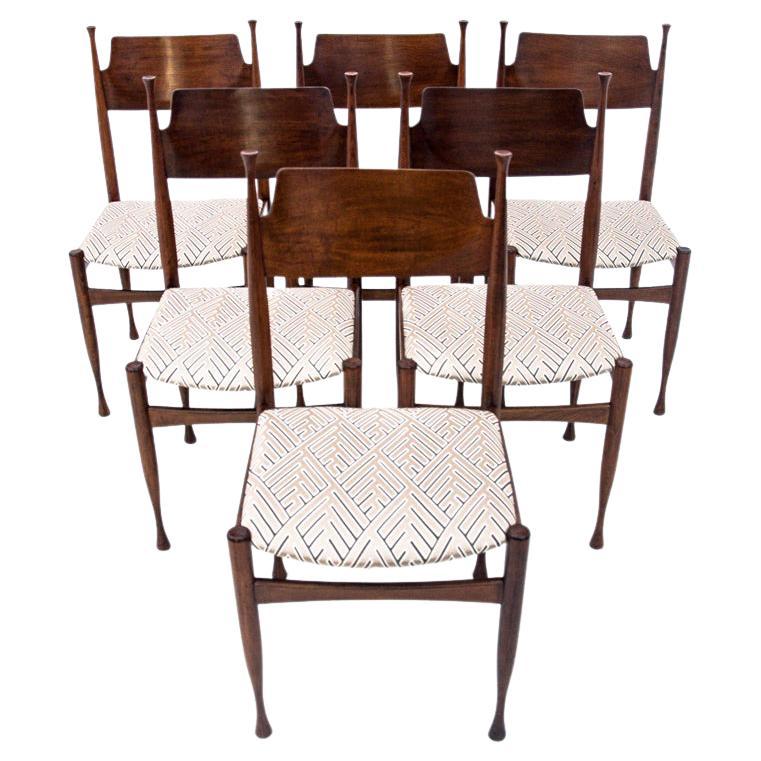 Set of Six Beige Chairs, Scandinavia, 1940s, Restored