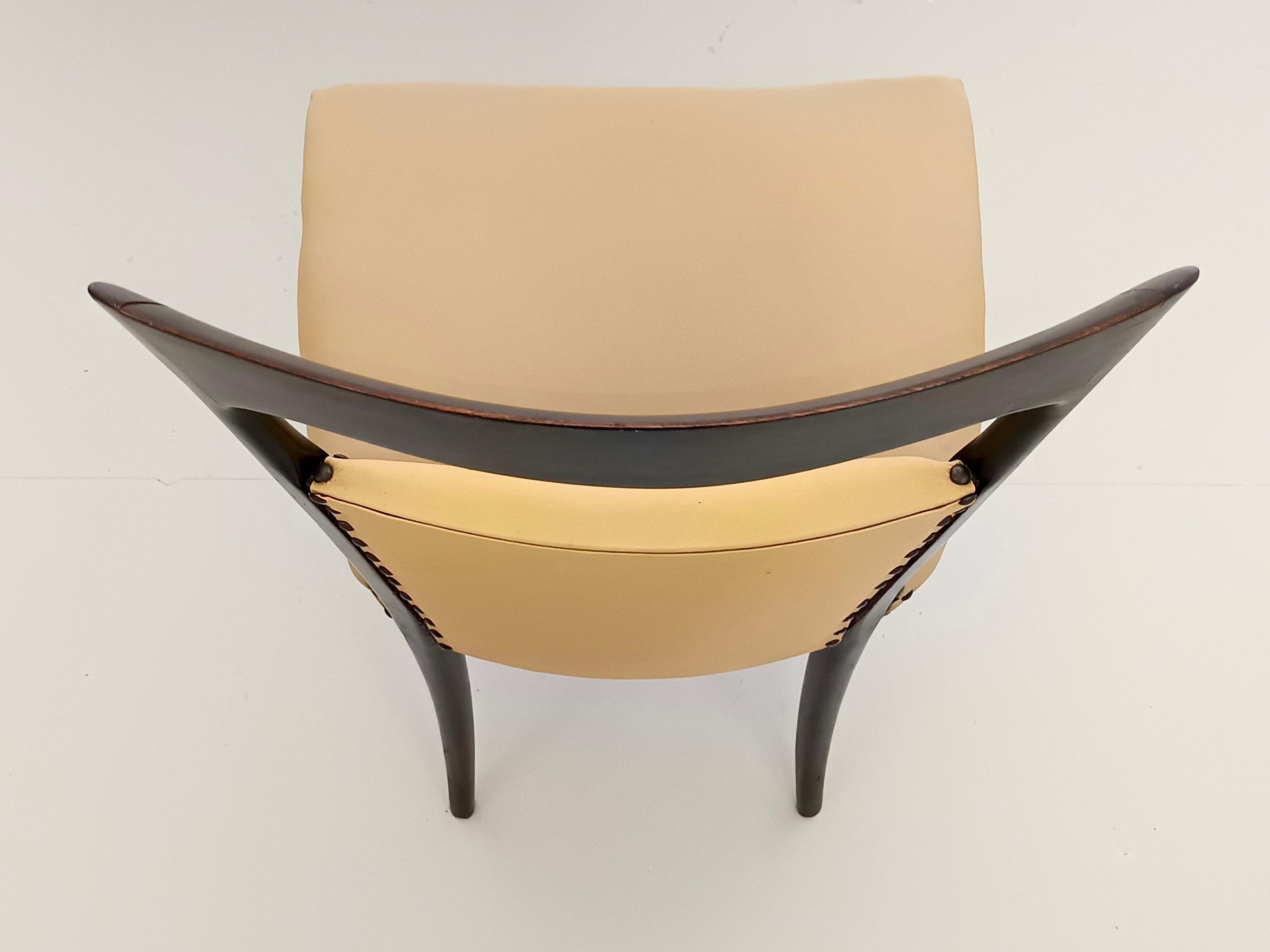 Set of Six Beige Skai Dining Chairs Ascr. to Melchiorre Bega, Italy im Angebot 3