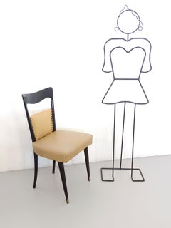 Set di sei sedie da pranzo Skai beige, risalenti a Melchiorre Bega, Italia