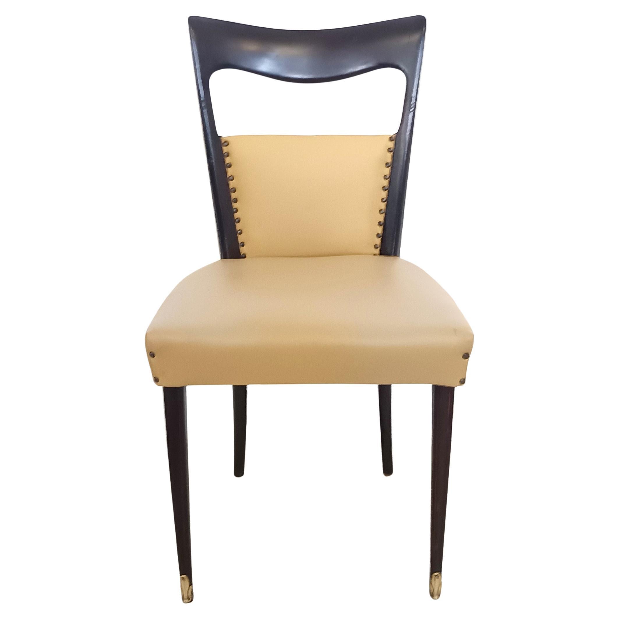 Set of Six Beige Skai Dining Chairs Ascr. to Melchiorre Bega, Italy