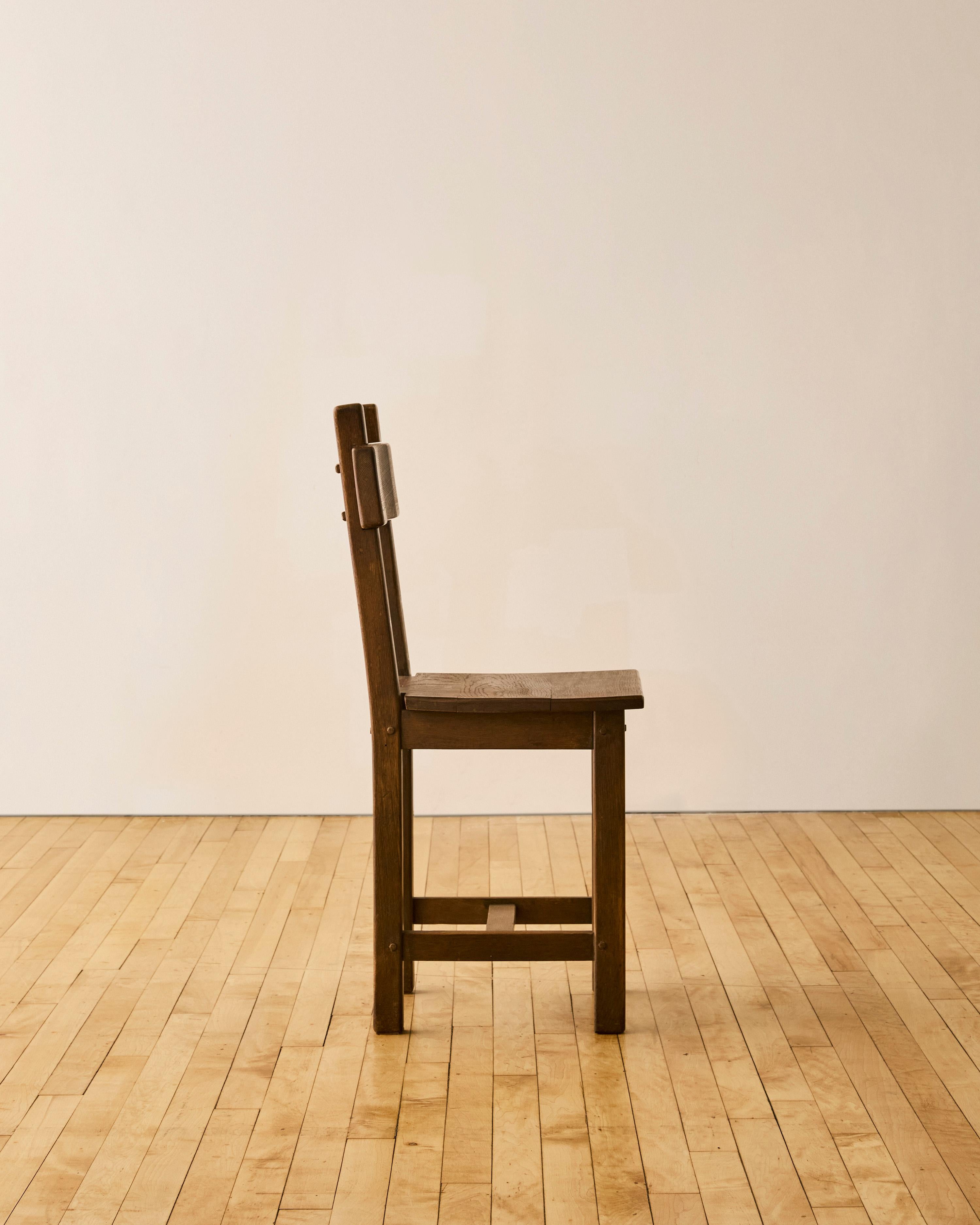Set of Six Belgian Brutalist Style Oak Chairs im Zustand „Gut“ im Angebot in Long Island City, NY