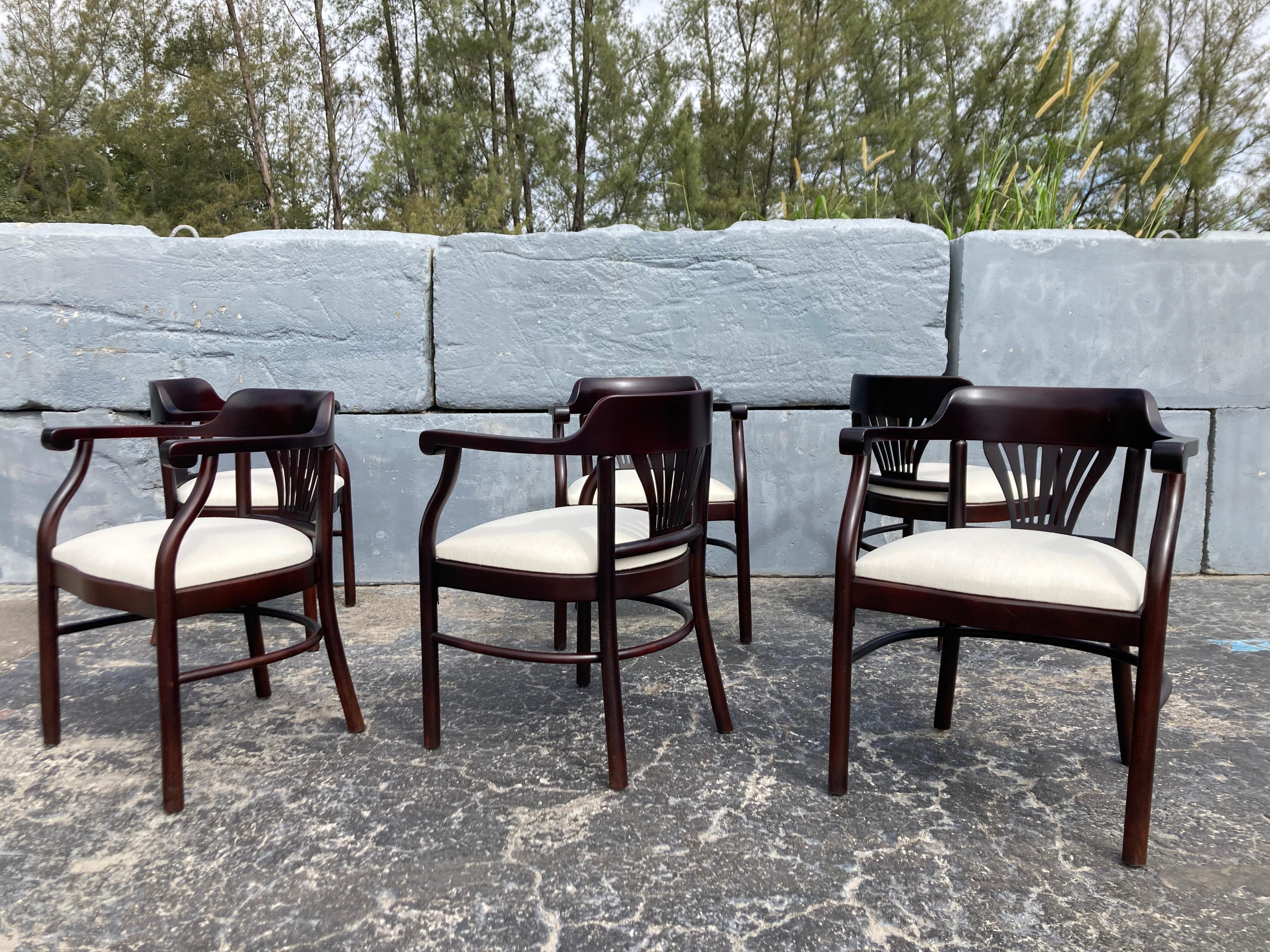 Set of Six Bentwood Arm Dining Chairs For Sale 3