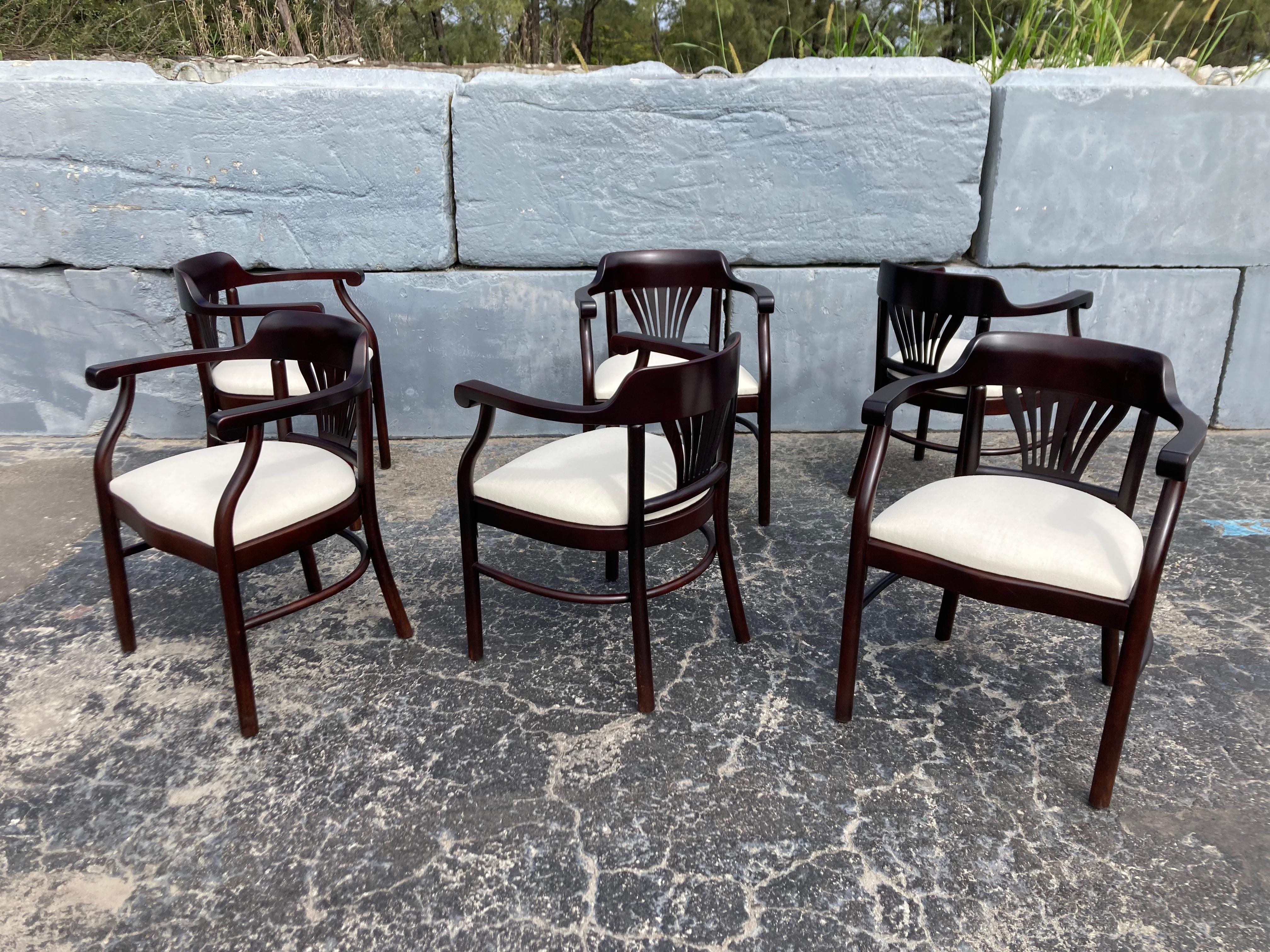 Set of Six Bentwood Arm Dining Chairs For Sale 9
