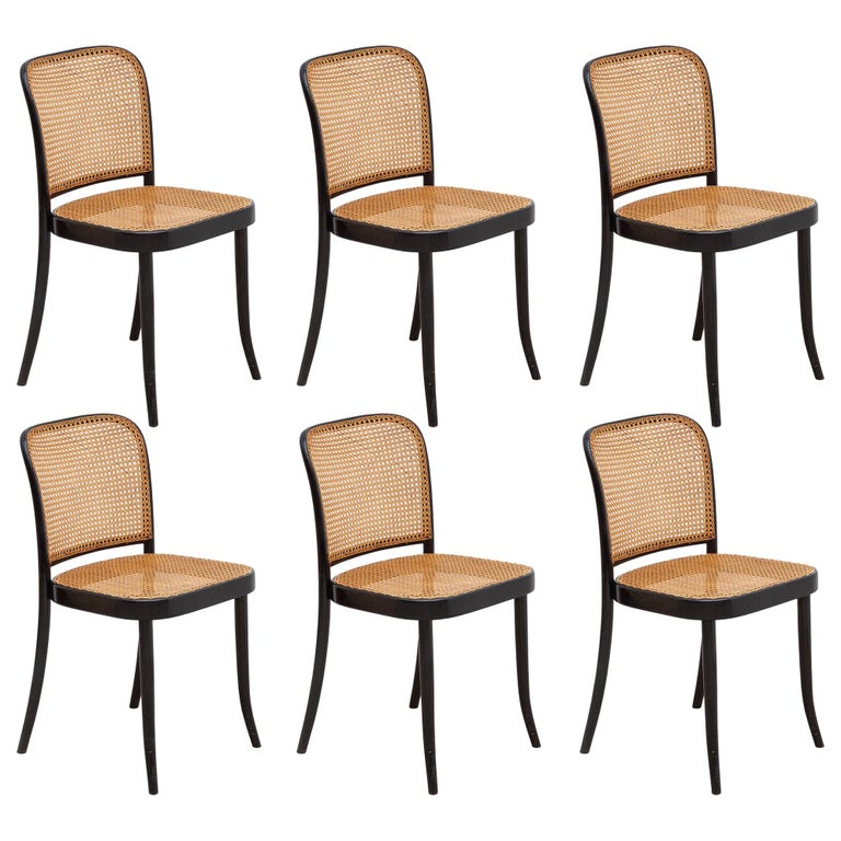 Set of Six Bentwood Cane Dining Chairs Designed by Josef Hoffman for Thonet  at 1stDibs