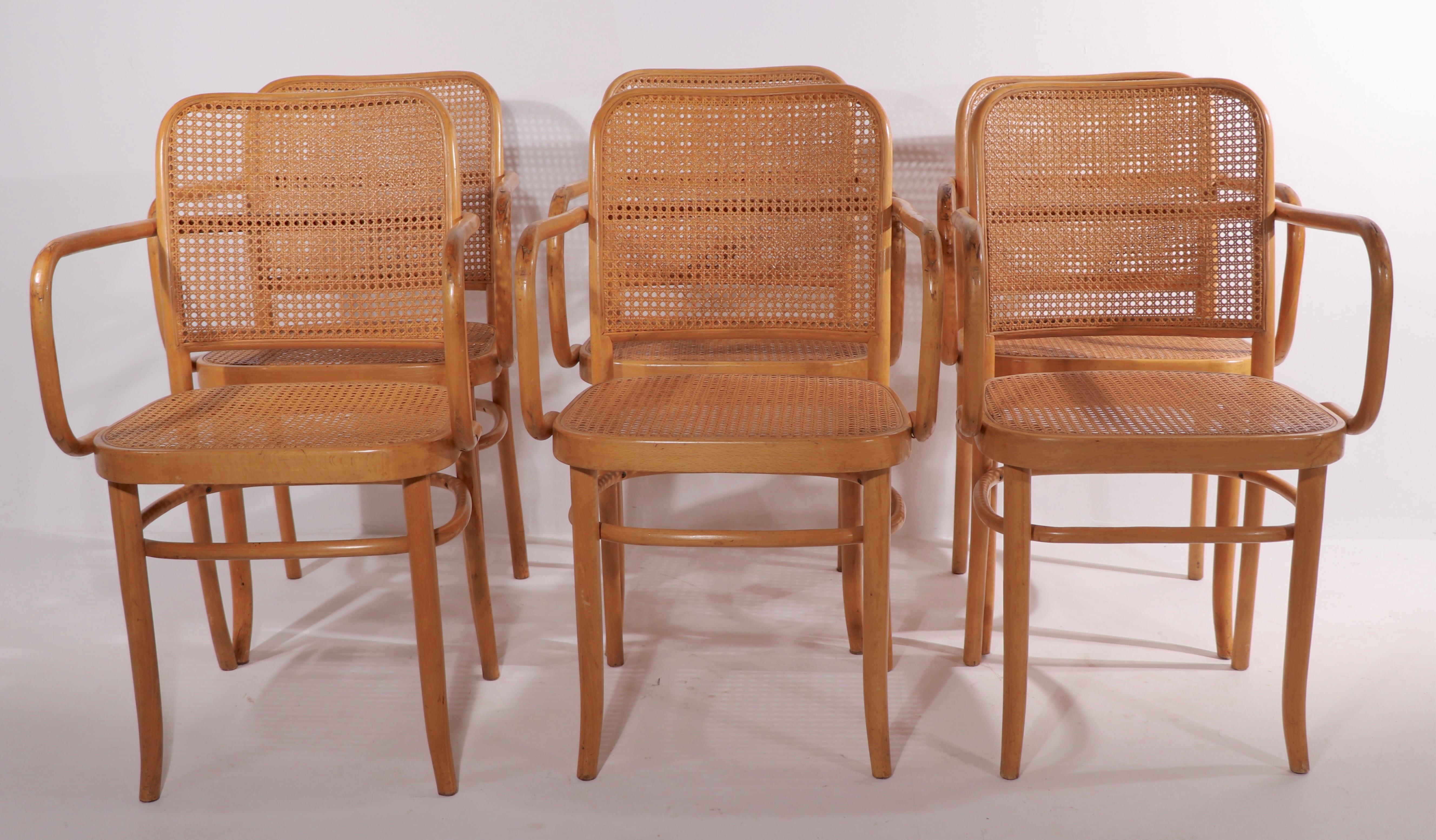 Vienna Secession Set of Six Bentwood Chairs by Hoffman for Stendig