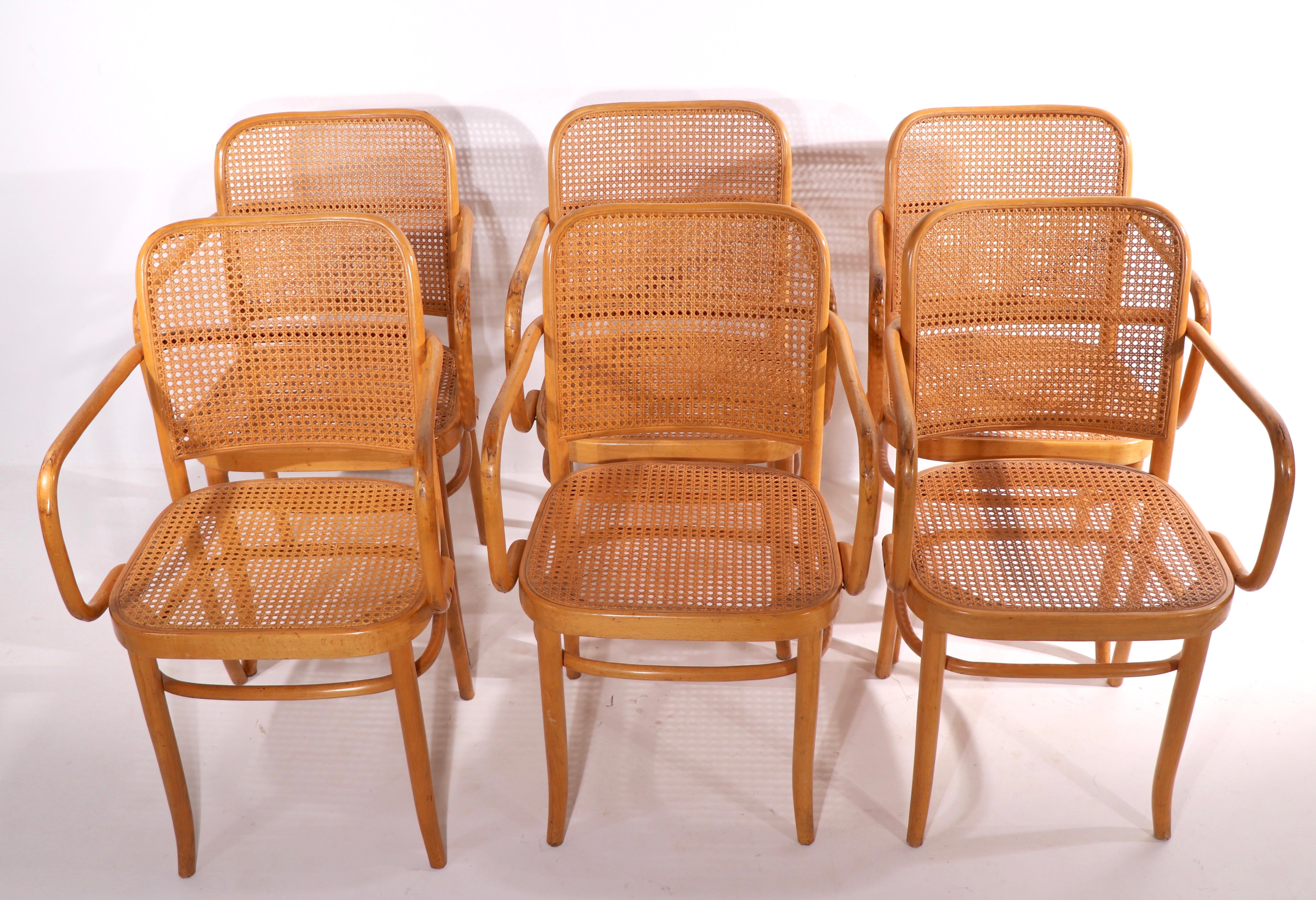 Czech Set of Six Bentwood Chairs by Hoffman for Stendig