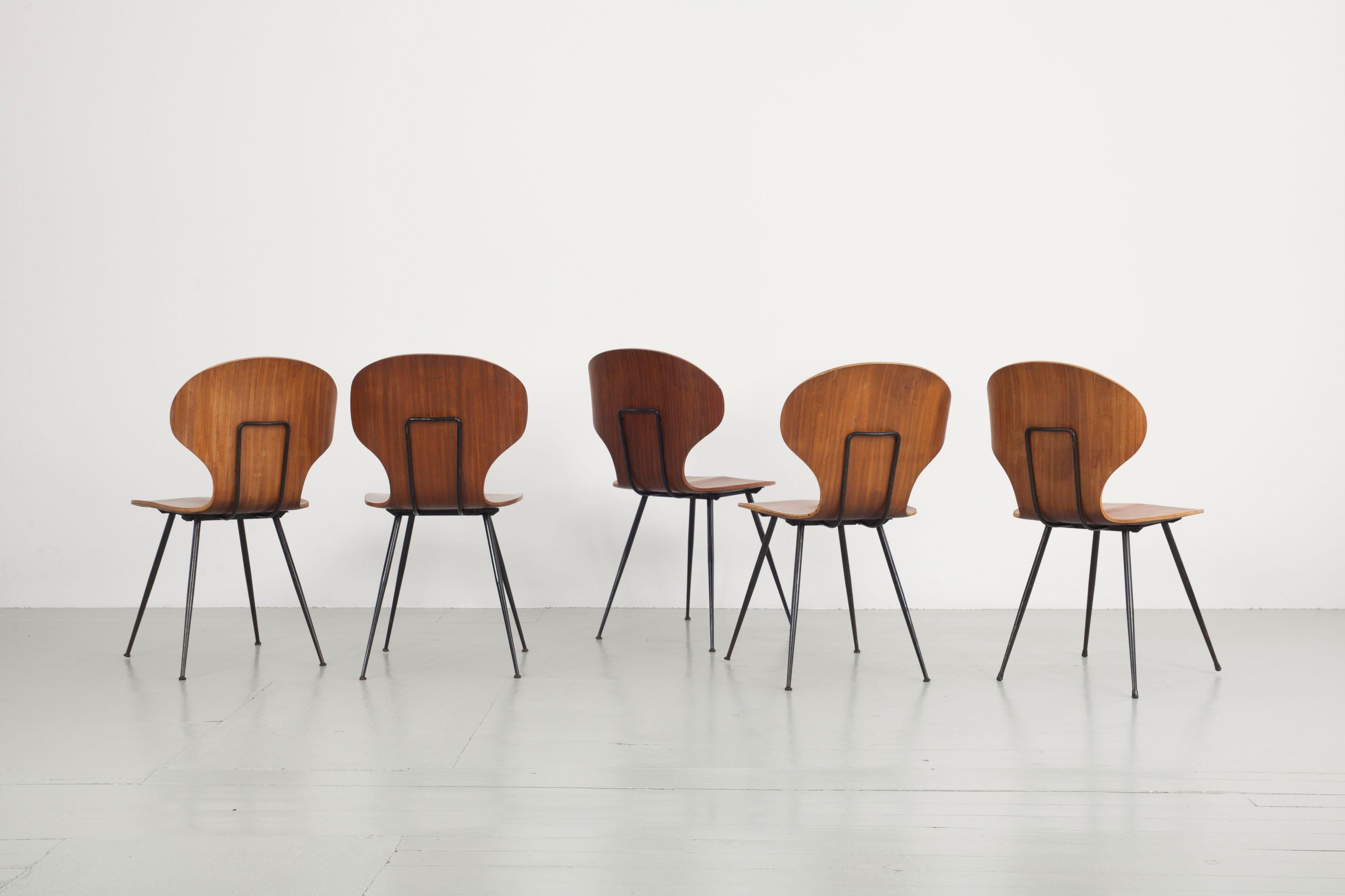 Set of Six Bentwood Chairs, Design by Carlo Ratti, Italy, 1950s 5