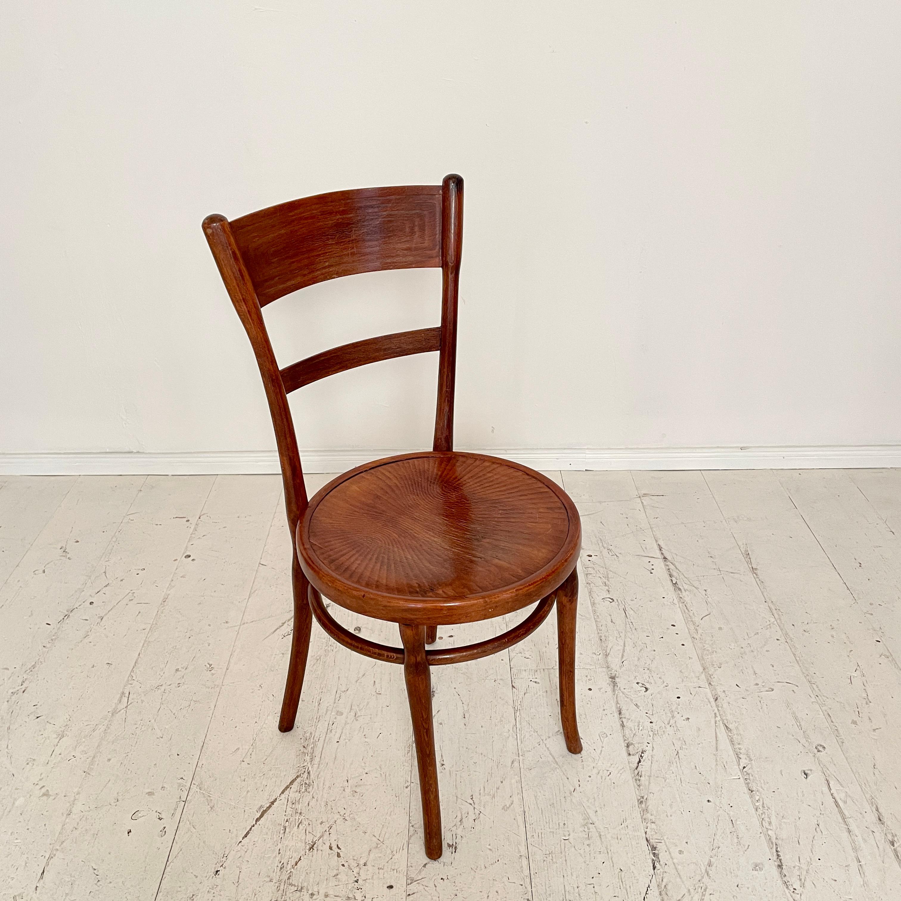 Set of Six Bentwood Dining Chairs, in Brown Beechwood, Jugendstil Around 1910 14