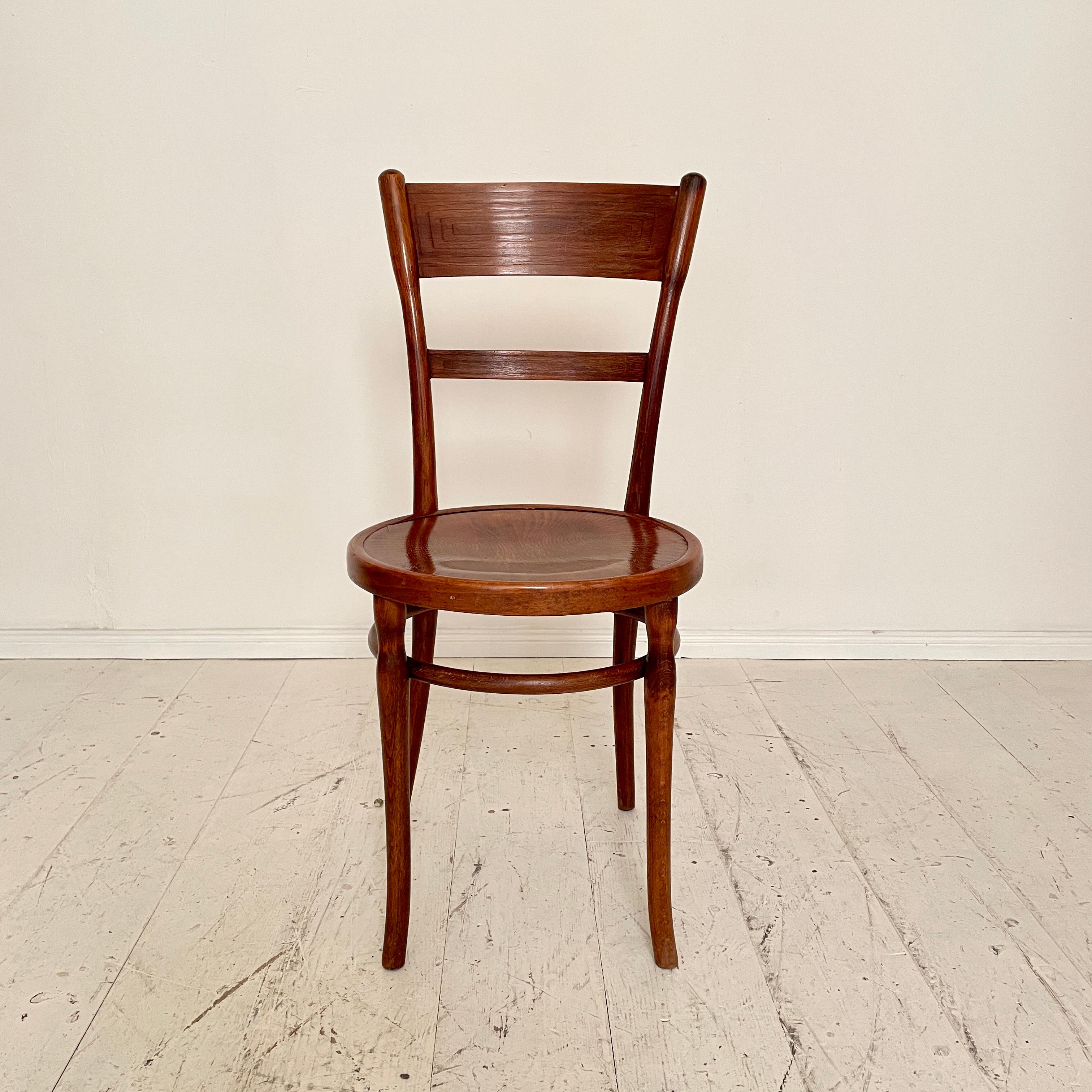 Set of Six Bentwood Dining Chairs, in Brown Beechwood, Jugendstil Around 1910 4