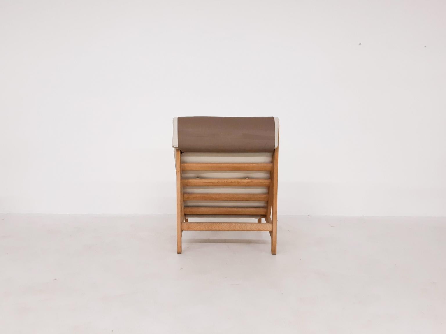 Set of Six Bernt Petersen Oak Lounge Chairs with Outdoor Fabric, Denmark, 1965 4