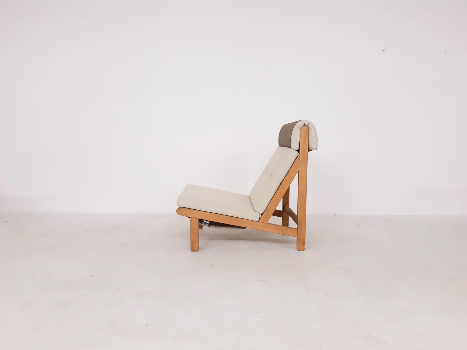 Set of Six Bernt Petersen Oak Lounge Chairs with Outdoor Fabric, Denmark, 1965 5