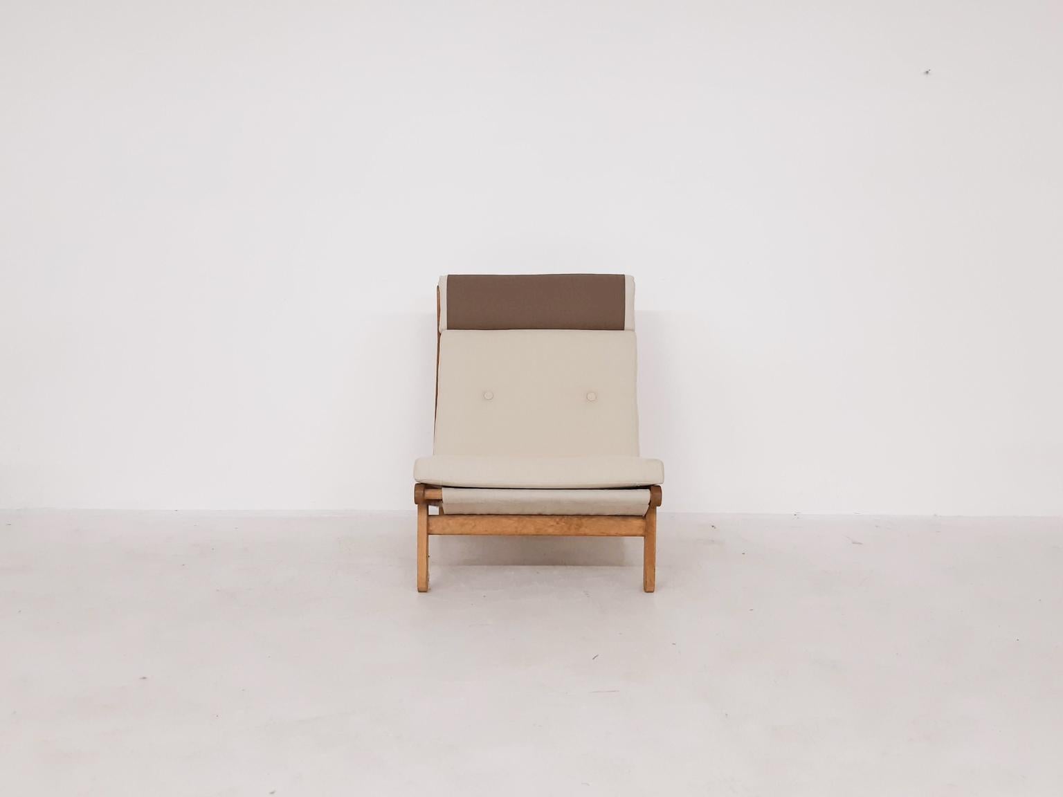 Set of Six Bernt Petersen Oak Lounge Chairs with Outdoor Fabric, Denmark, 1965 3