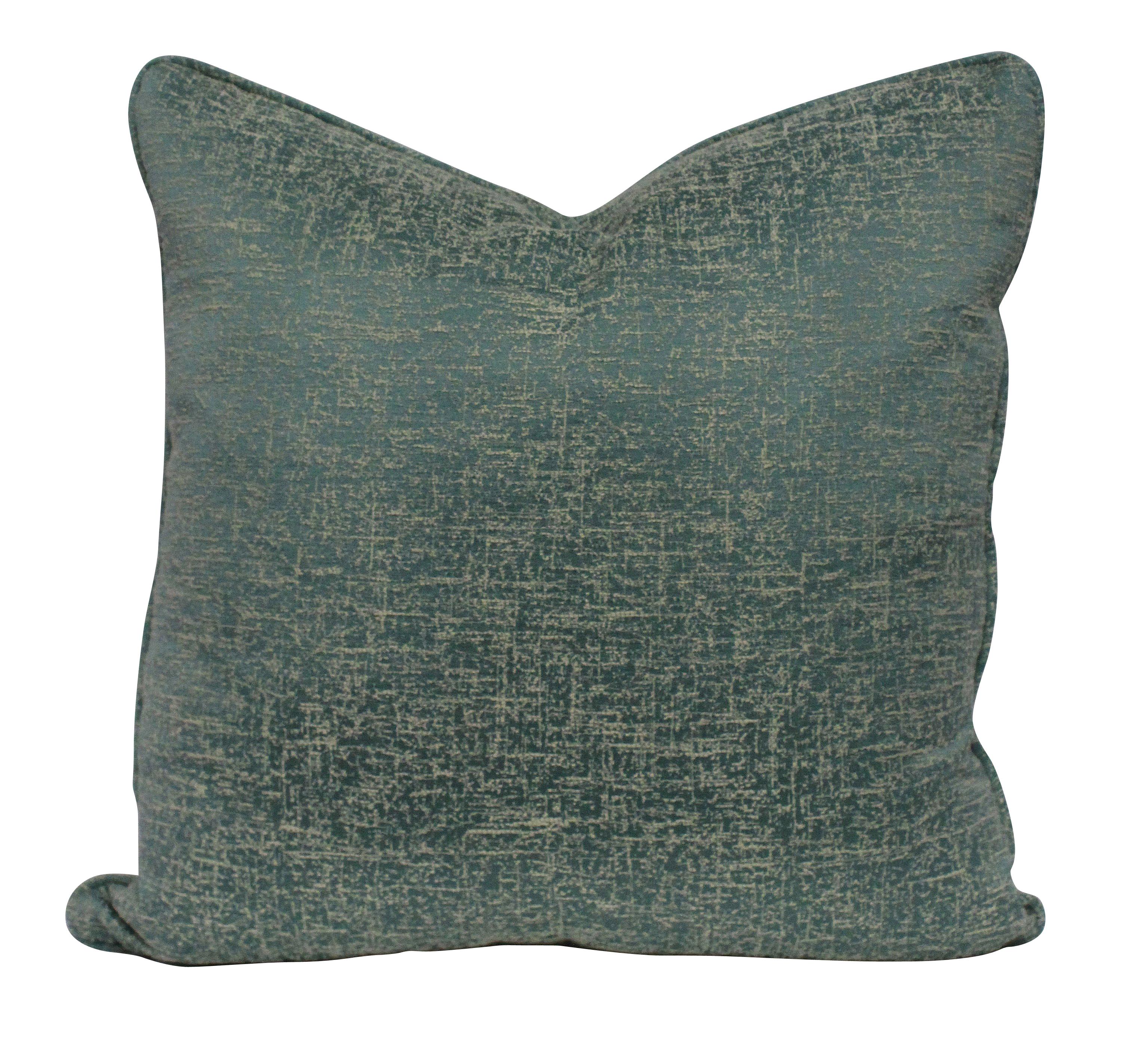 A set of six textured silk in duck egg blue cushions, with feather pads.