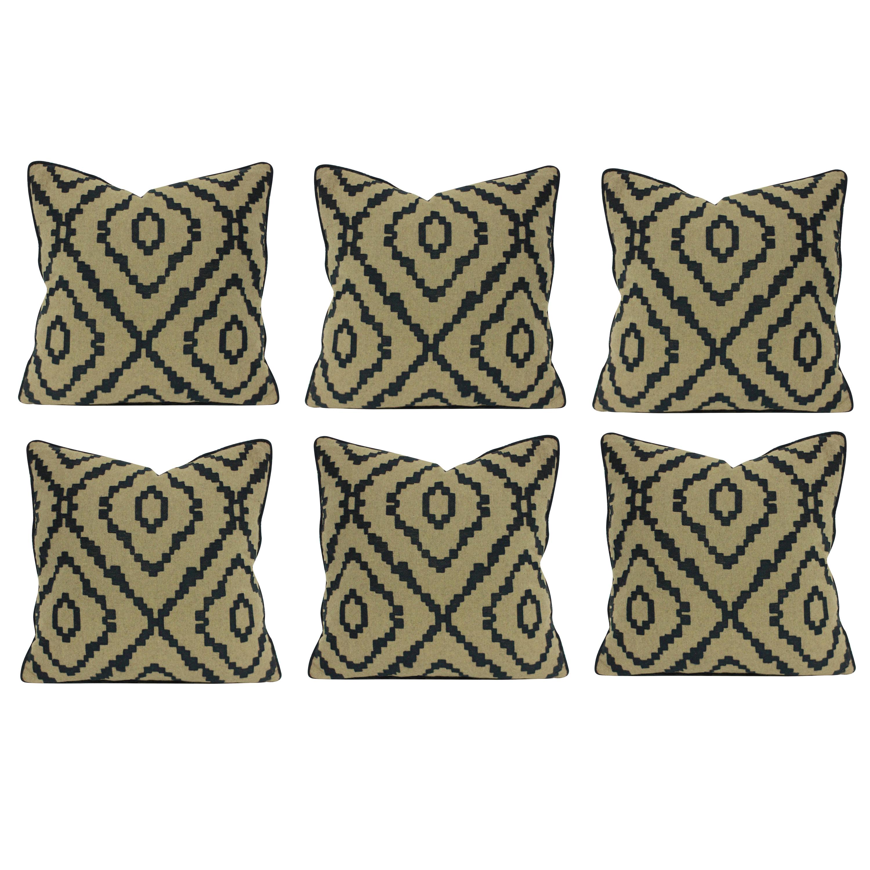 Set of Six Bespoke Wool Cushions