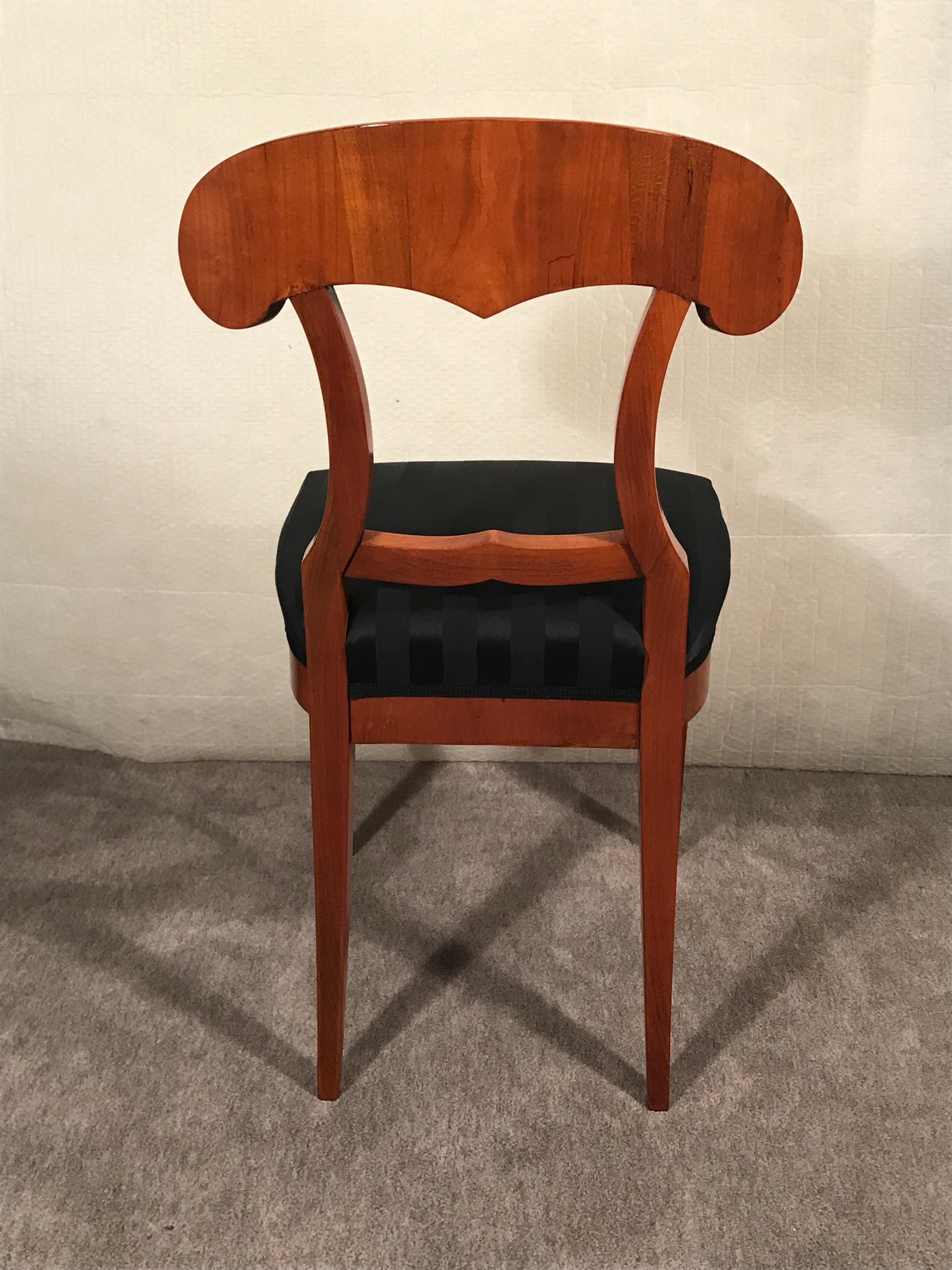 Set of Six Biedermeier Chairs, 1820, Cherry In Good Condition For Sale In Belmont, MA