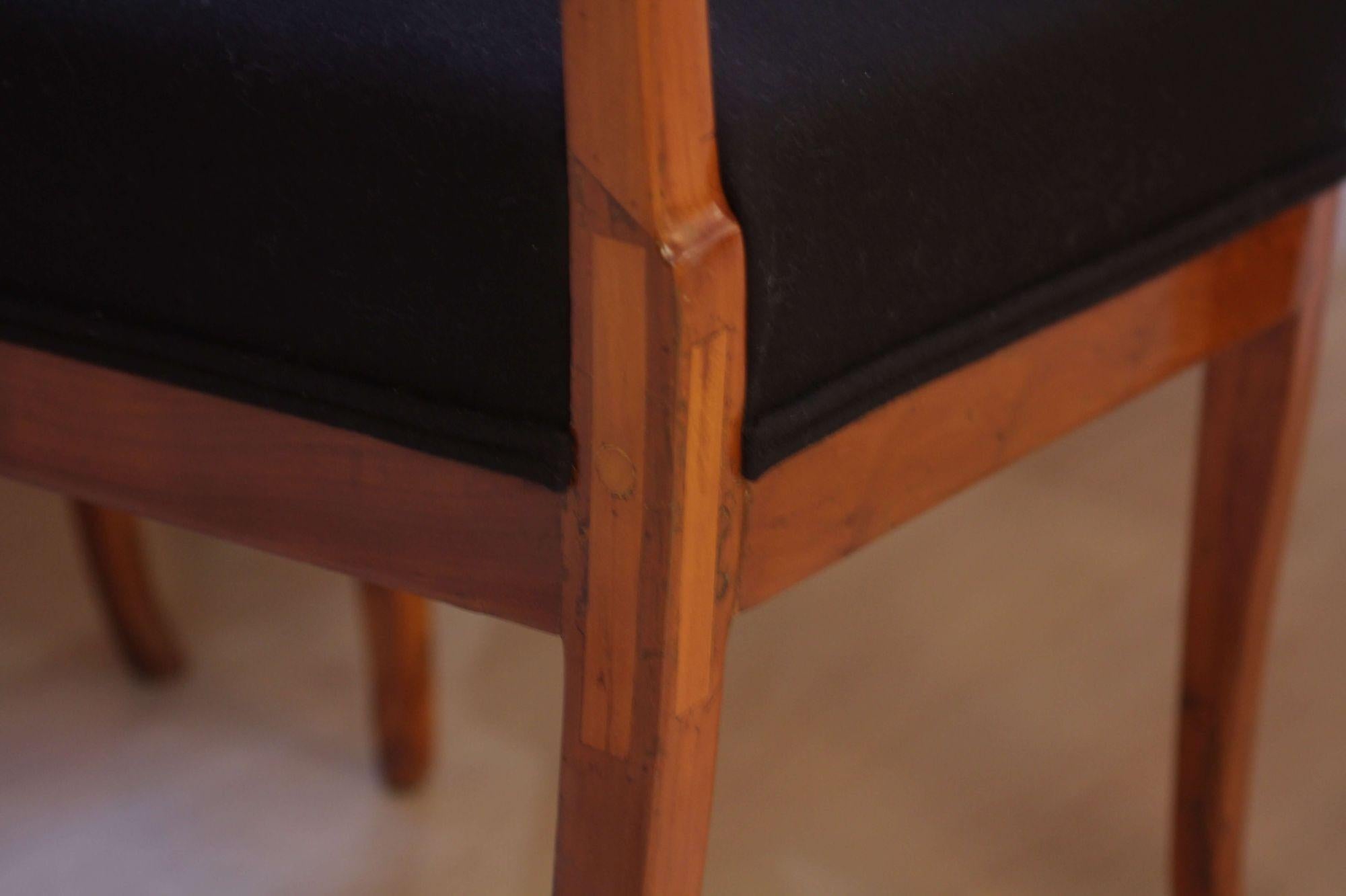 Set of Six Biedermeier Chairs, Solid Cherry, Gold-Leaf, South Germany circa 1820 For Sale 8