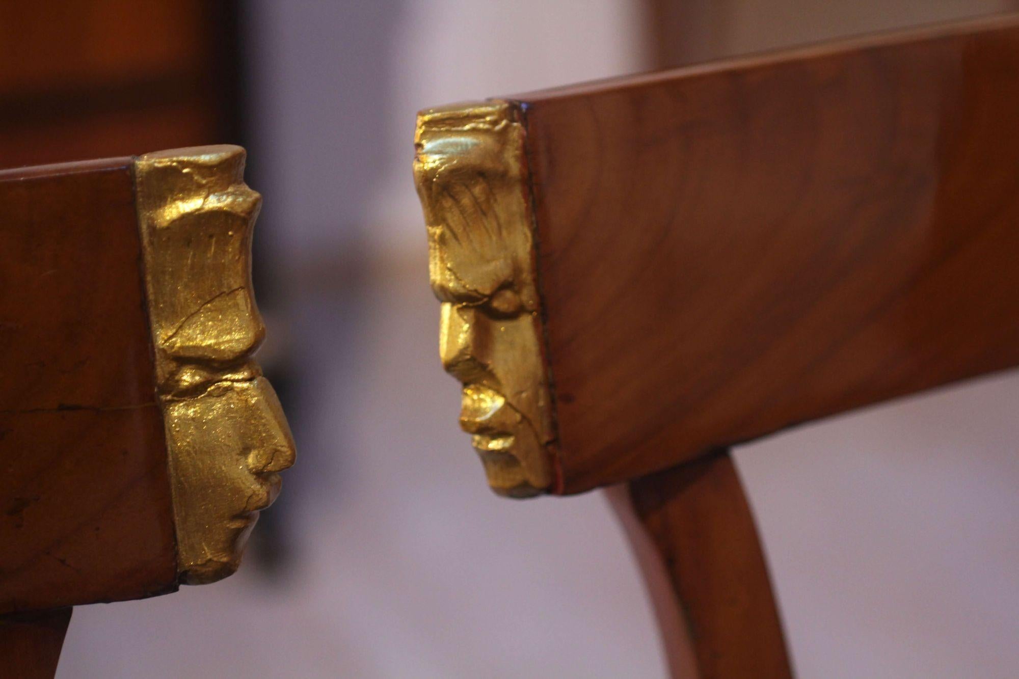 Set of Six Biedermeier Chairs, Solid Cherry, Gold-Leaf, South Germany circa 1820 For Sale 5