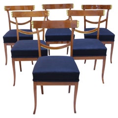 Set of Six Biedermeier Chairs, Cherry, Gold-Plate, South Germany circa 1820