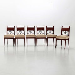 Set of Six Biedermeier Mahogany Chairs, Curved Sabre Legs, Circa 1830