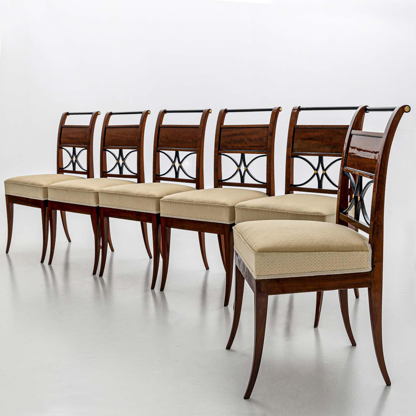 Satz von sechs Biedermeier-Stühlen, um 1830 im Zustand „Gut“ im Angebot in Greding, DE