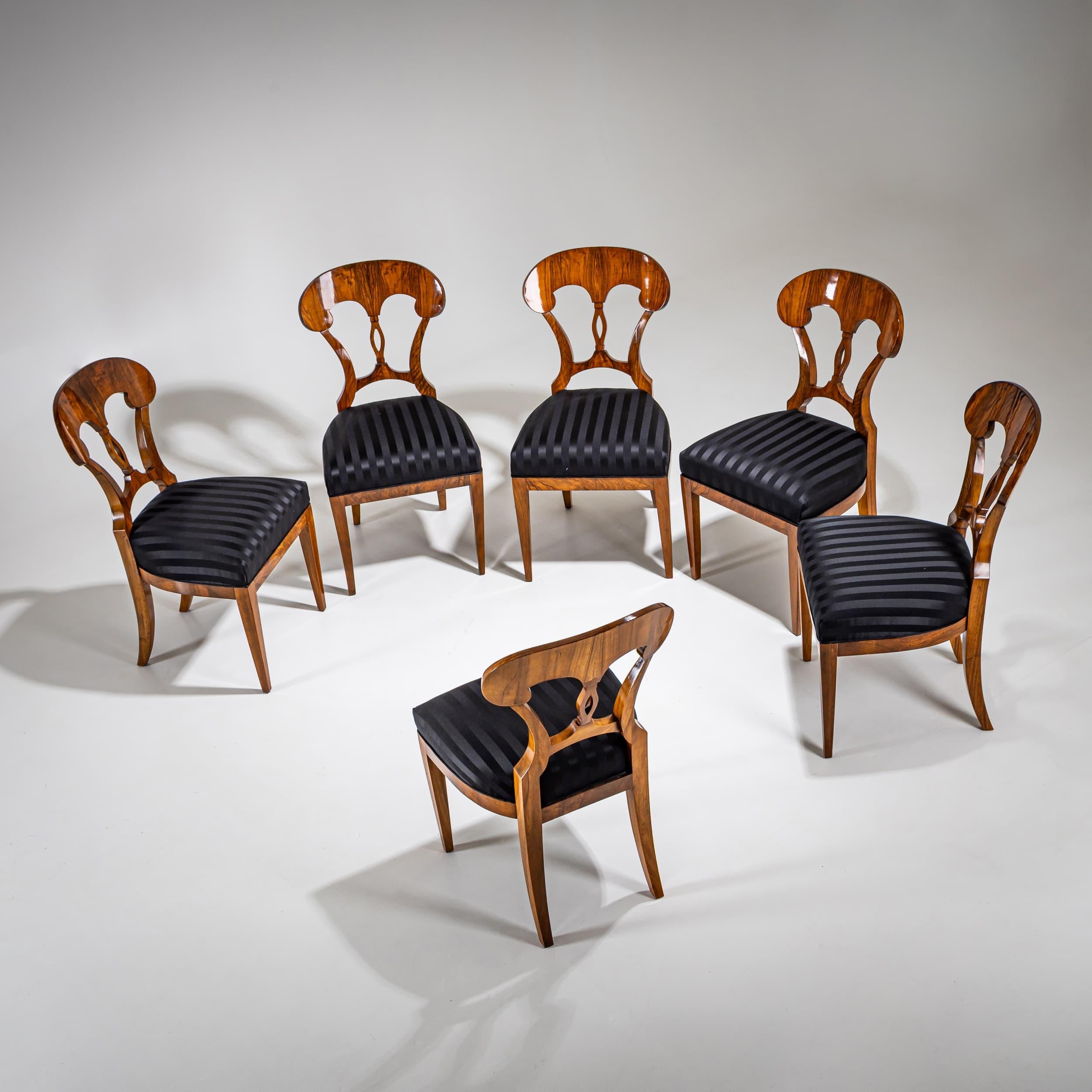 German Set of Six Biedermeier Chairs, circa 1830 For Sale
