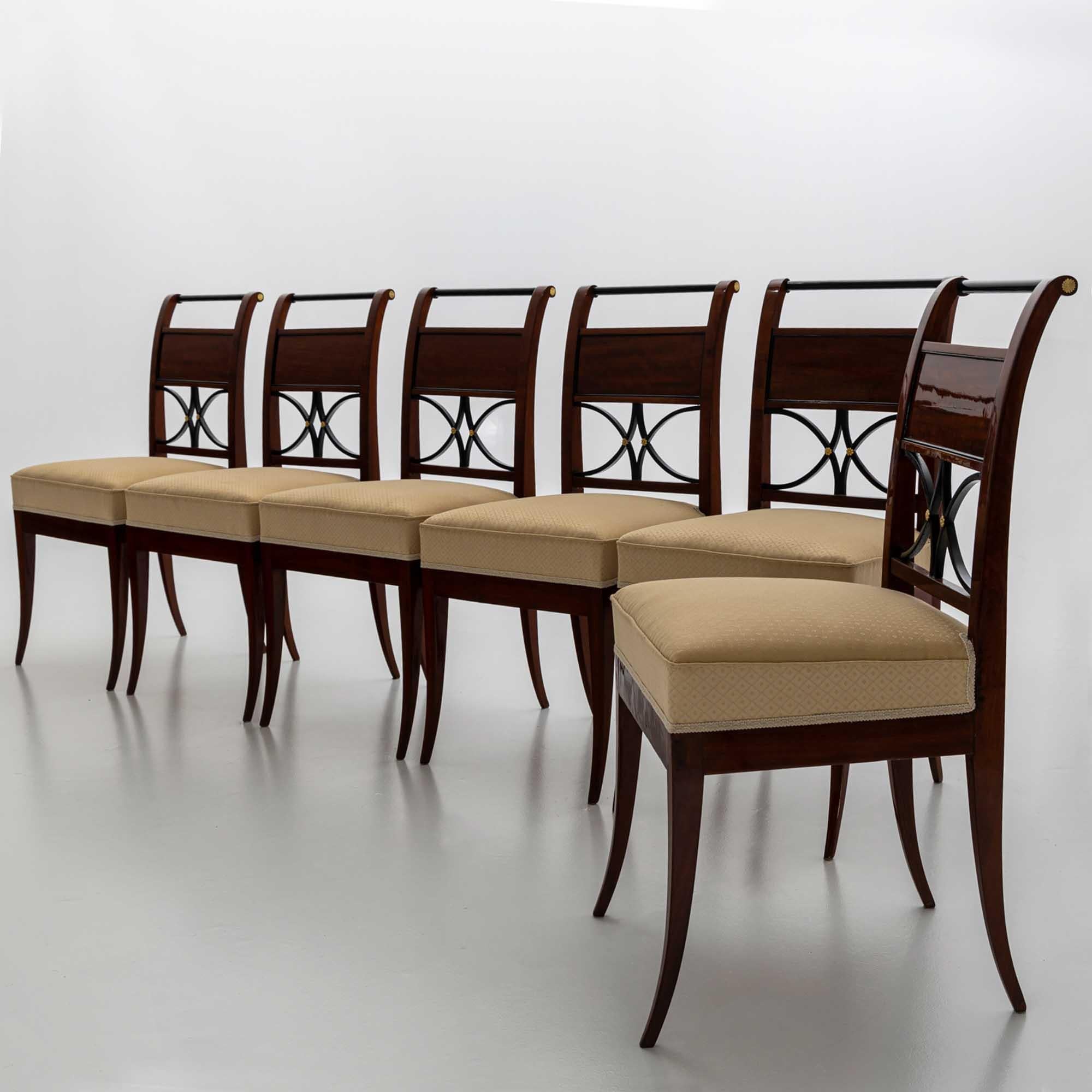 Mahogany Set of six Biedermeier Chairs, circa 1830 For Sale
