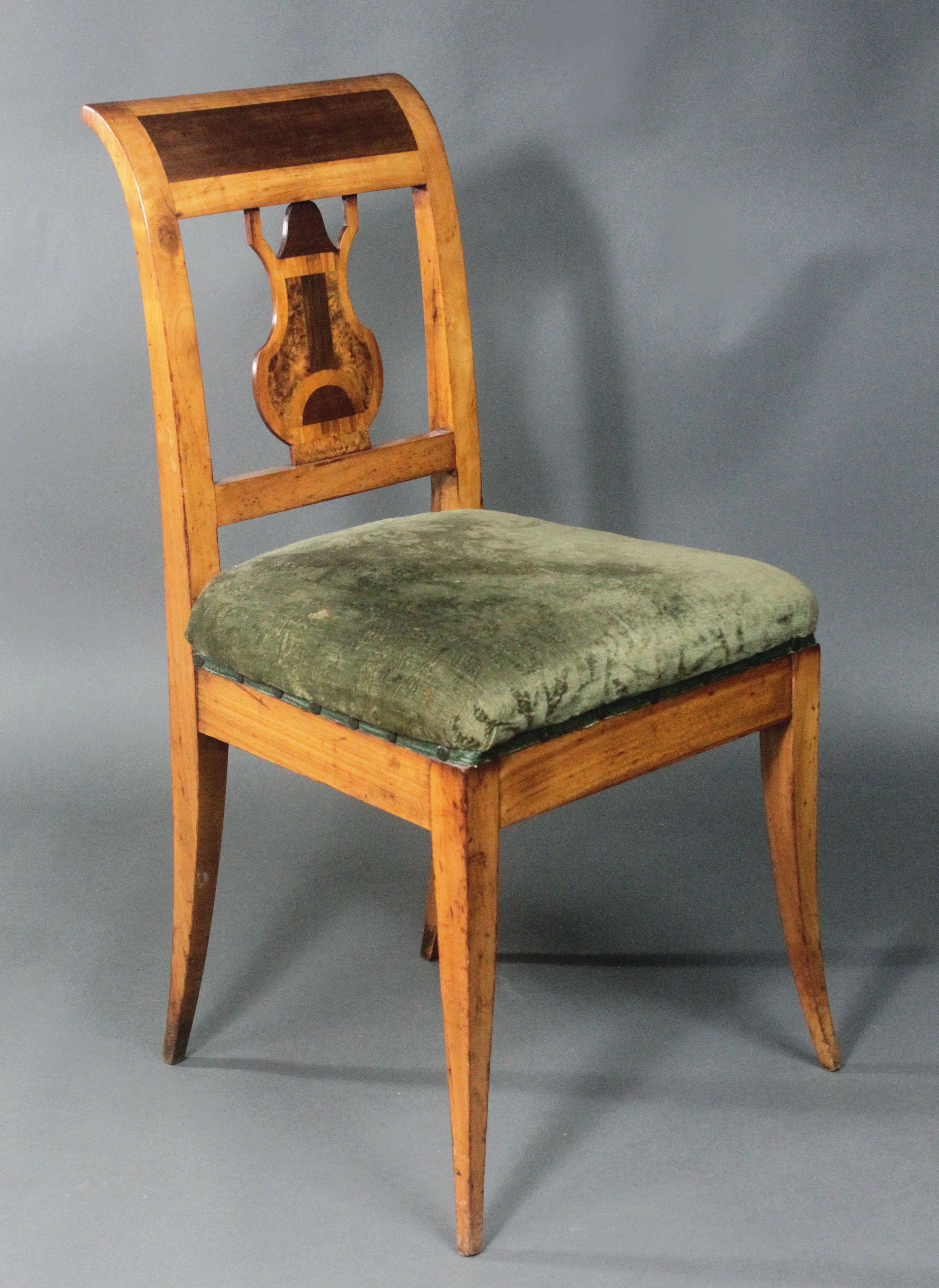 Veneer Set of Six Biedermeier Chairs For Sale