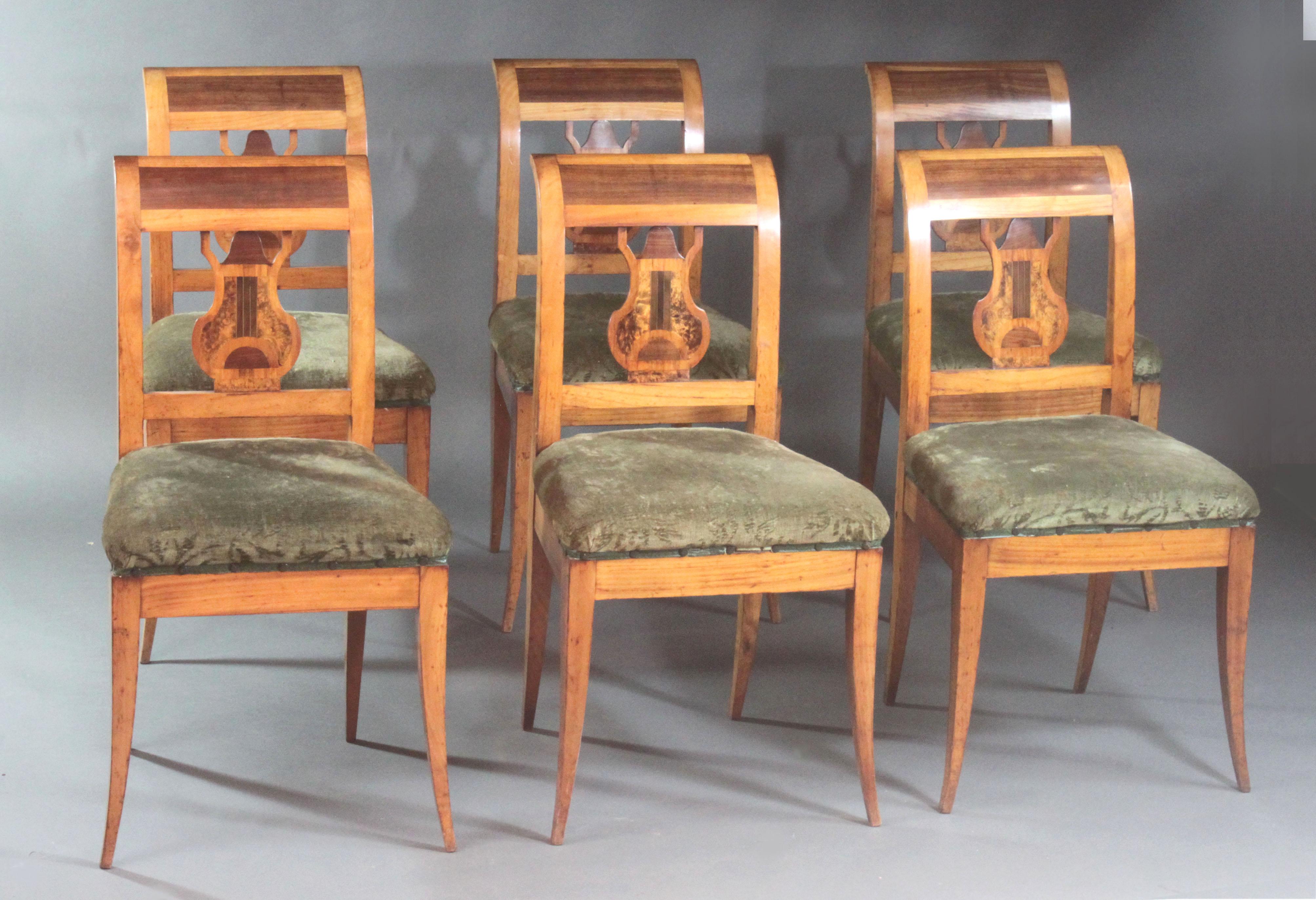 Fruitwood Set of Six Biedermeier Chairs For Sale