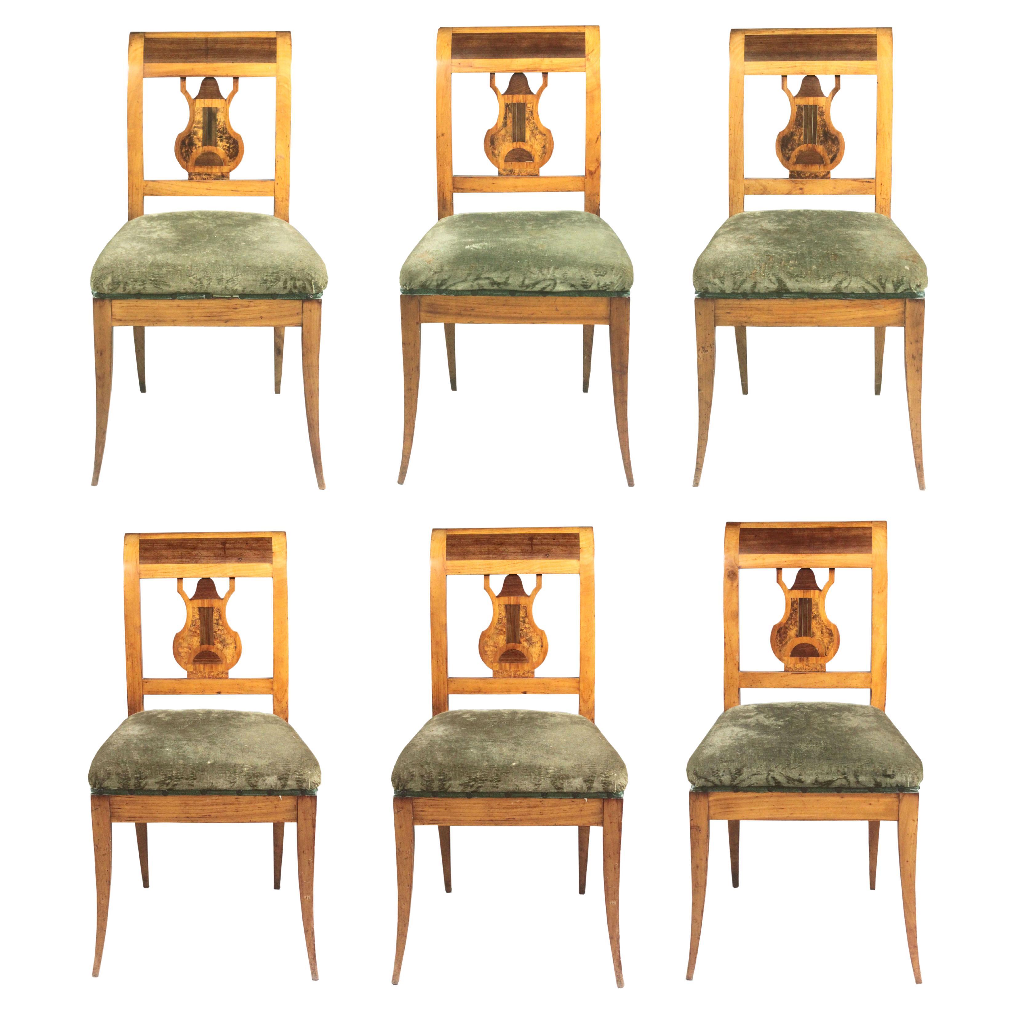 Set of Six Biedermeier Chairs For Sale
